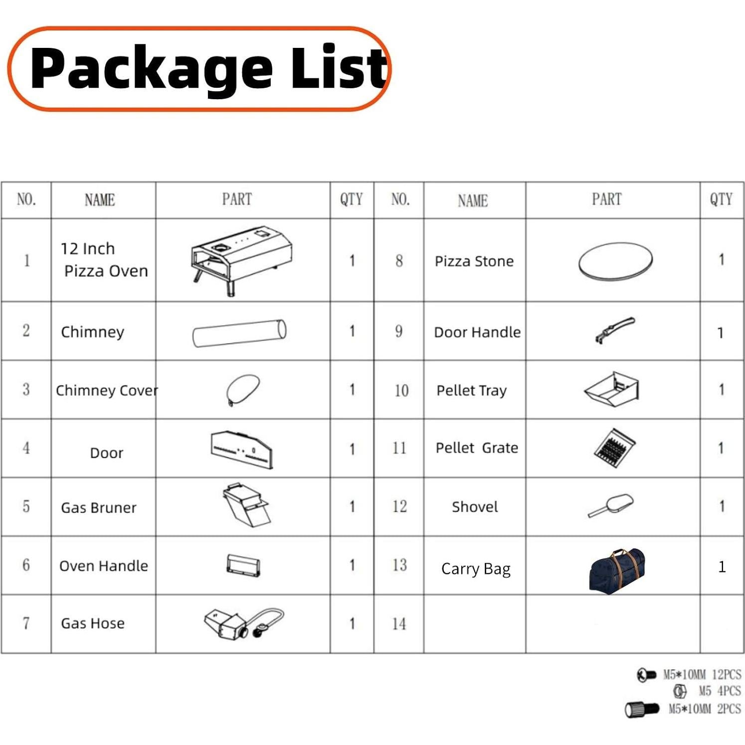 Horno de Pizza VEVOR Multifuncional 12" Gas y Leña Portátil