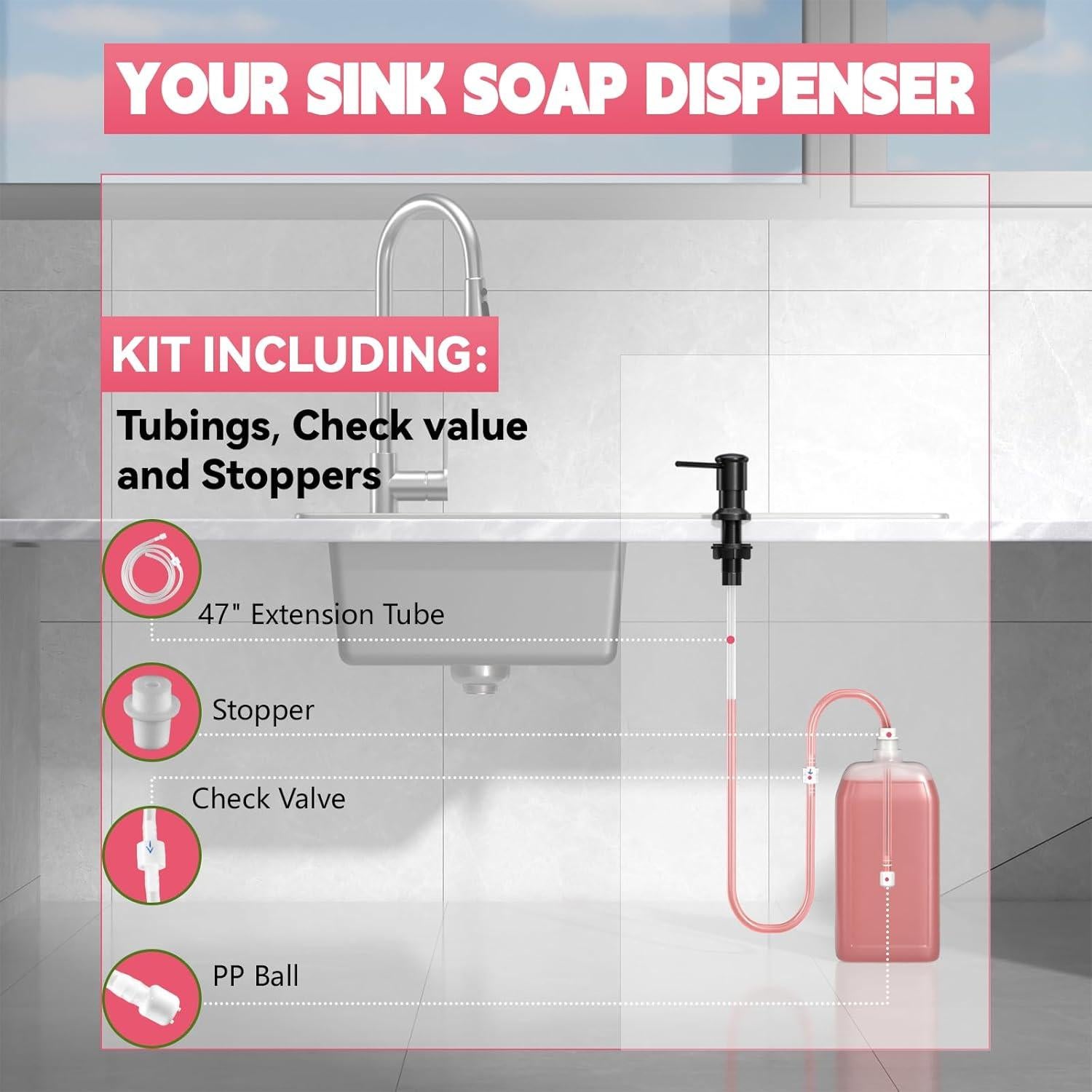 Dispensador de Jabón OHiHi para Fregadero con Tubo 119 cm