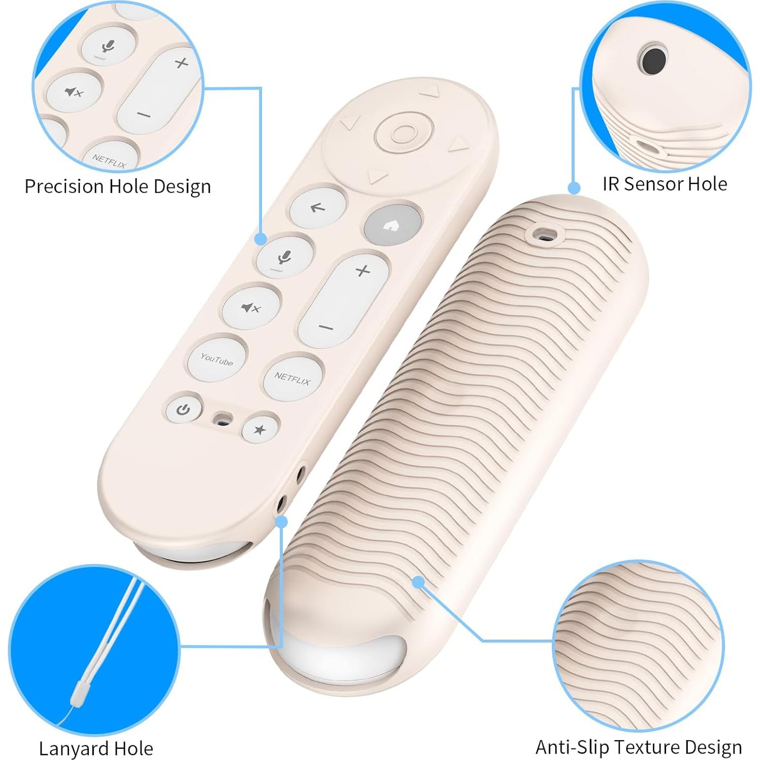 Funda de Silicona para Control Remoto Google TV 4K 2024 - 2 Pcs
