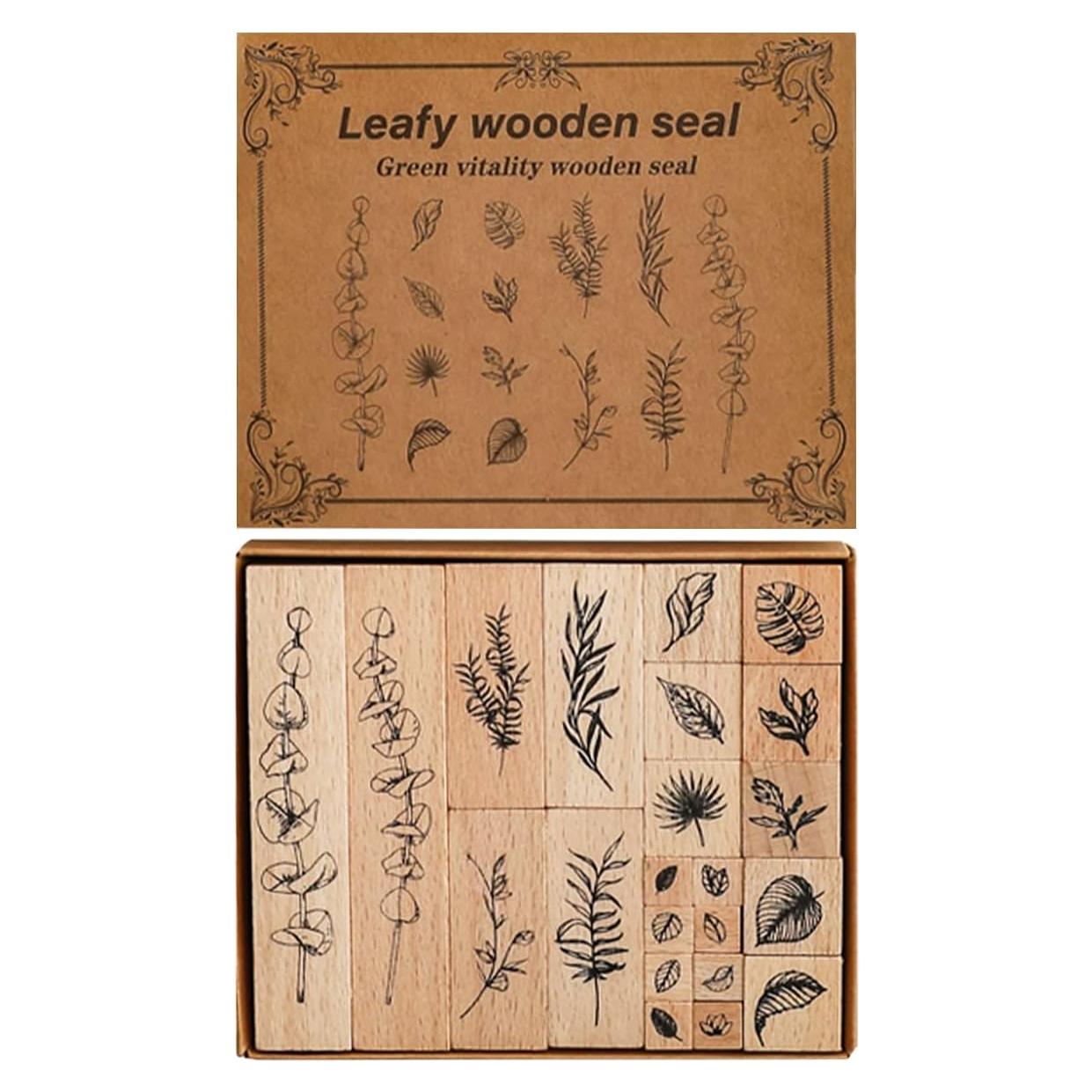 Juego de Sellos de Goma de Madera Arcemain 22 Pcs Plantas