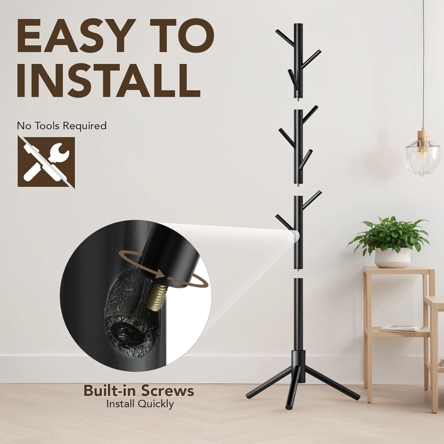 Perchero de Madera Hupmad Ajustable 3 Alturas 8 Ganchos