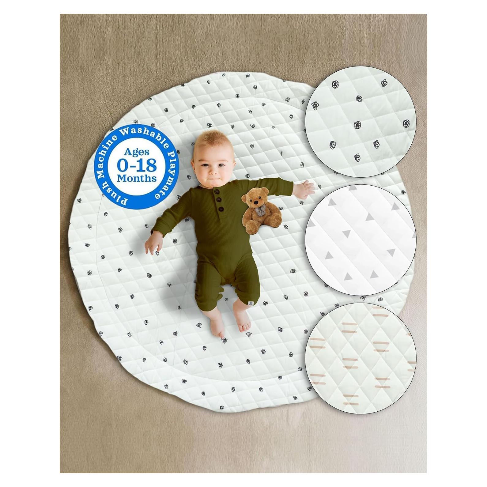 Alfombra de Juego Acolchada Poppyseed 109 cm Lavable para Bebés