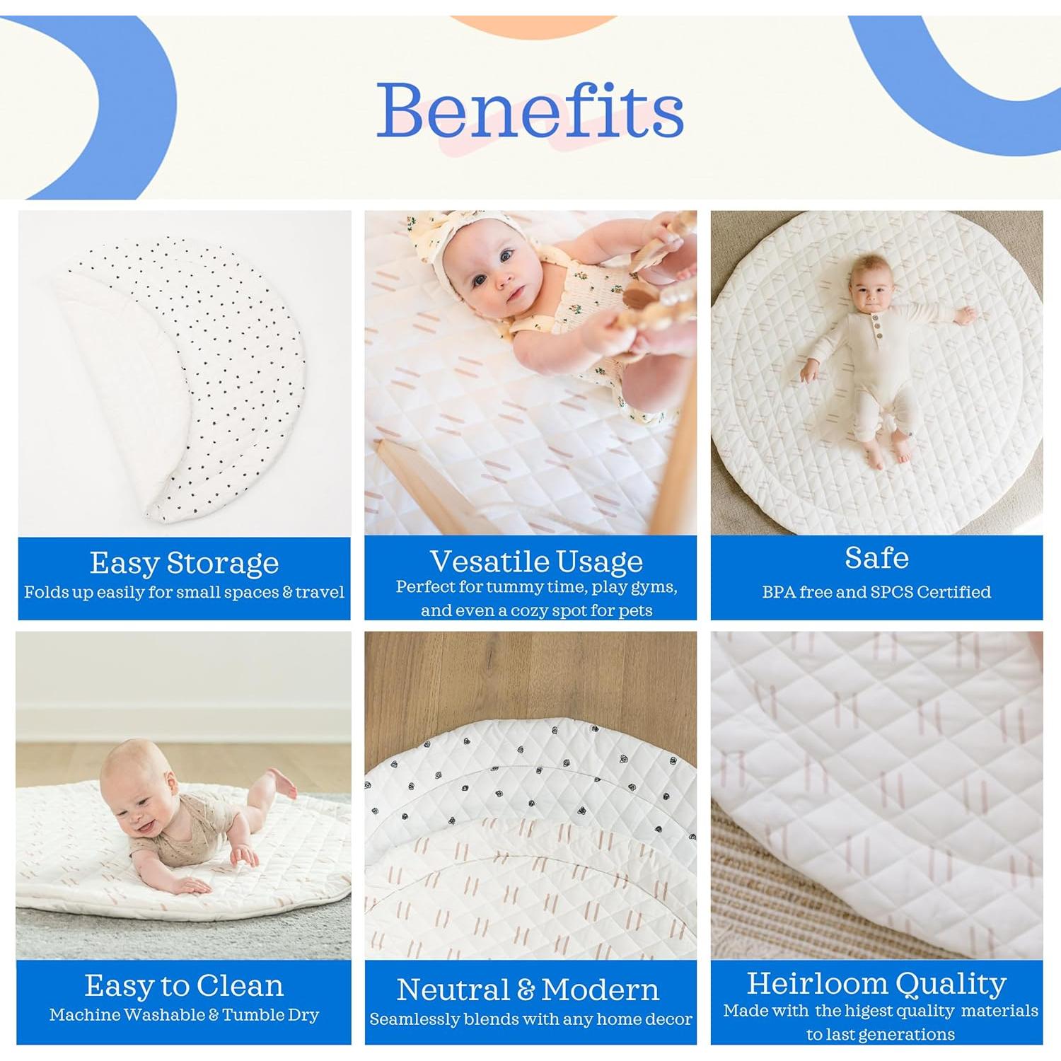 Alfombra de Juego Acolchada Poppyseed 109 cm Lavable para Bebés