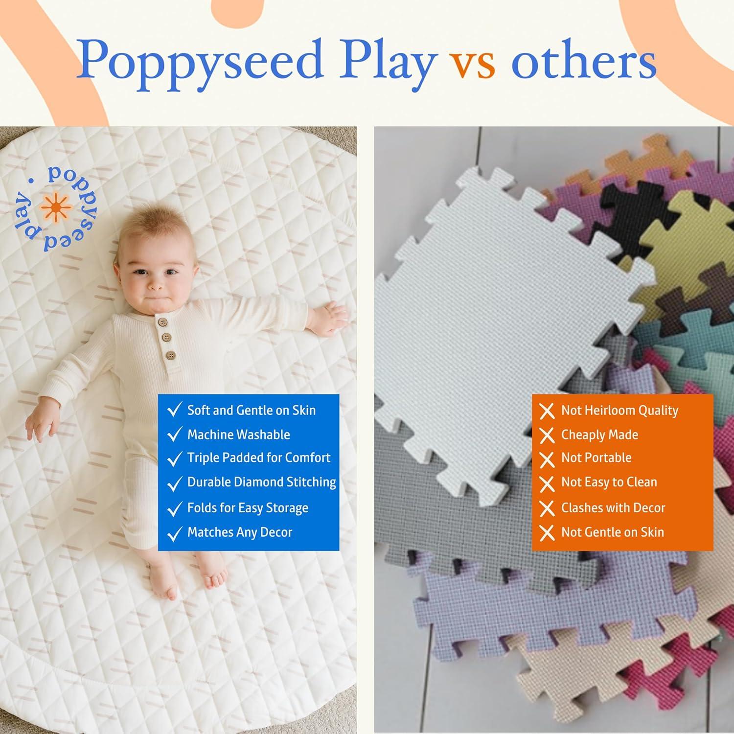 Alfombra de Juego Acolchada Poppyseed 109 cm Lavable para Bebés