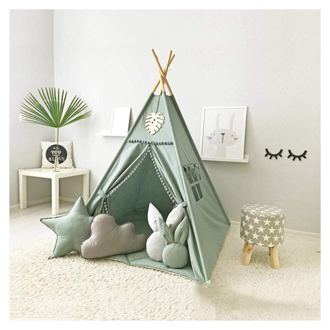 Tienda Teepee para Niños Verde - Casa de Juego Interior 120x120x150 cm