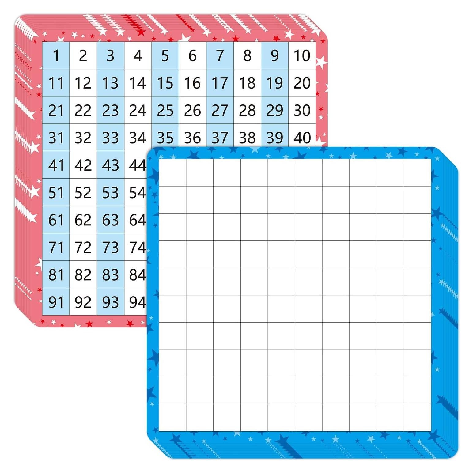 Paquete de 10 Tarjetas de Tablero Matemáticas WEIZHEN 1-100