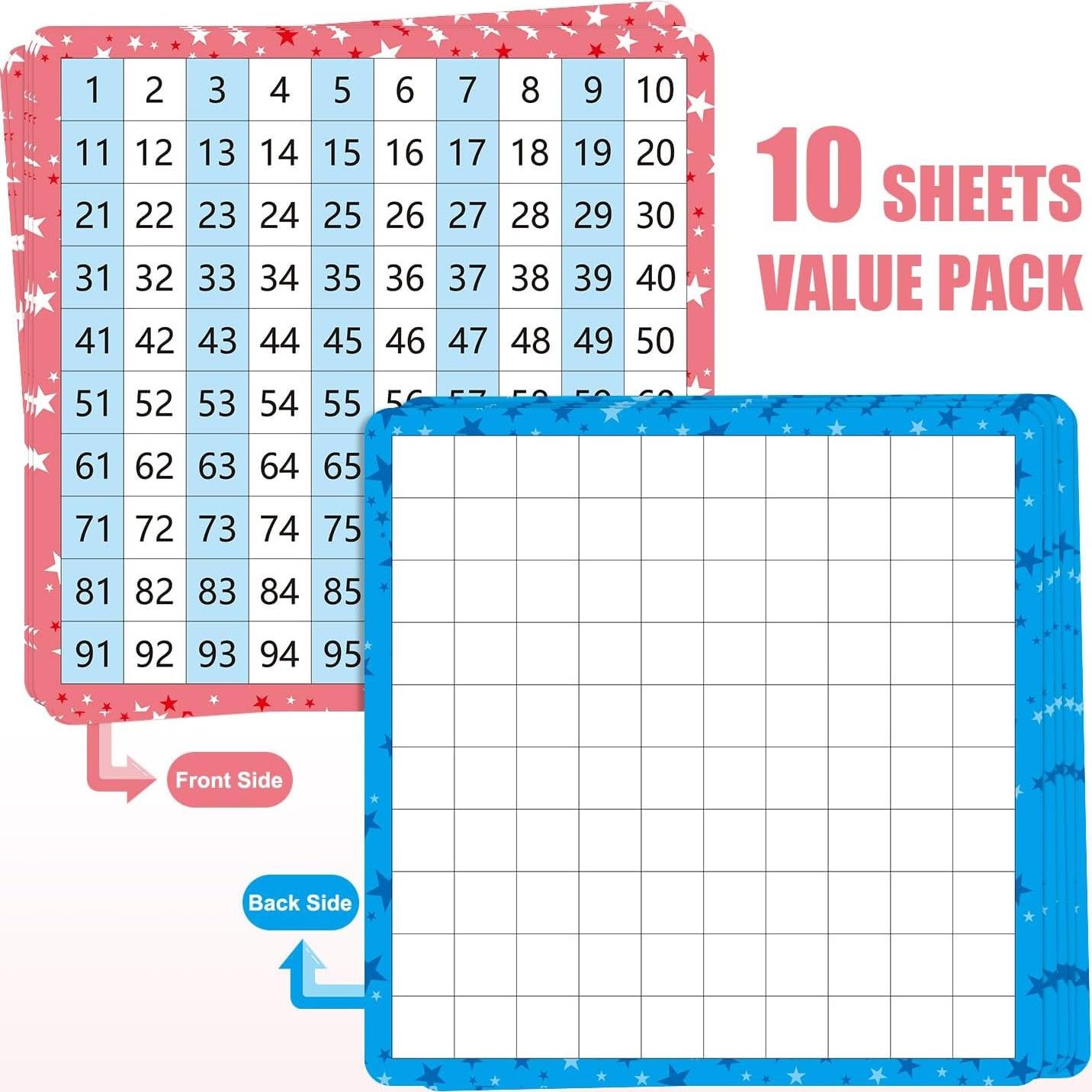 Paquete de 10 Tarjetas de Tablero Matemáticas WEIZHEN 1-100