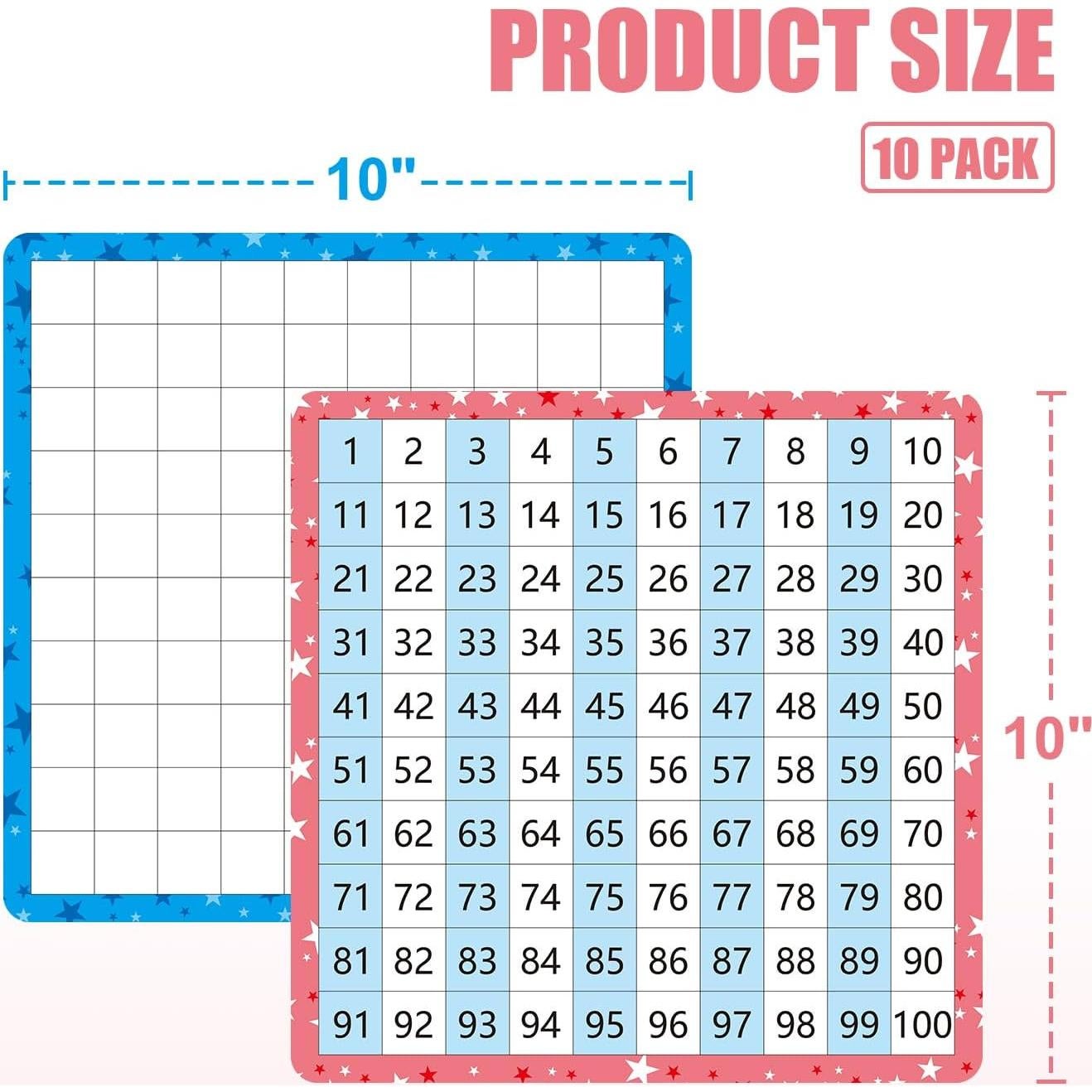 Paquete de 10 Tarjetas de Tablero Matemáticas WEIZHEN 1-100