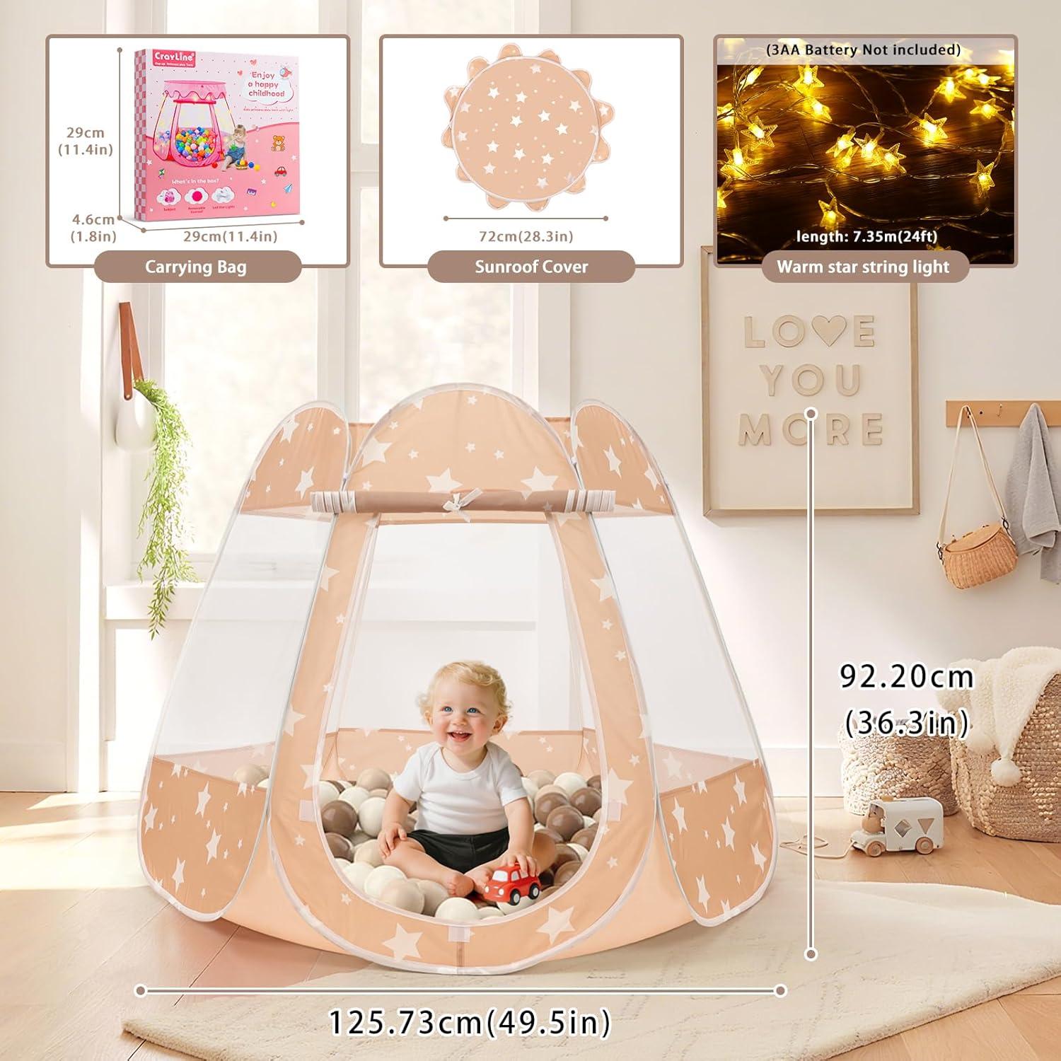 Carpa Princesa Pop Up con Luz de Estrellas Crayline 124 cm