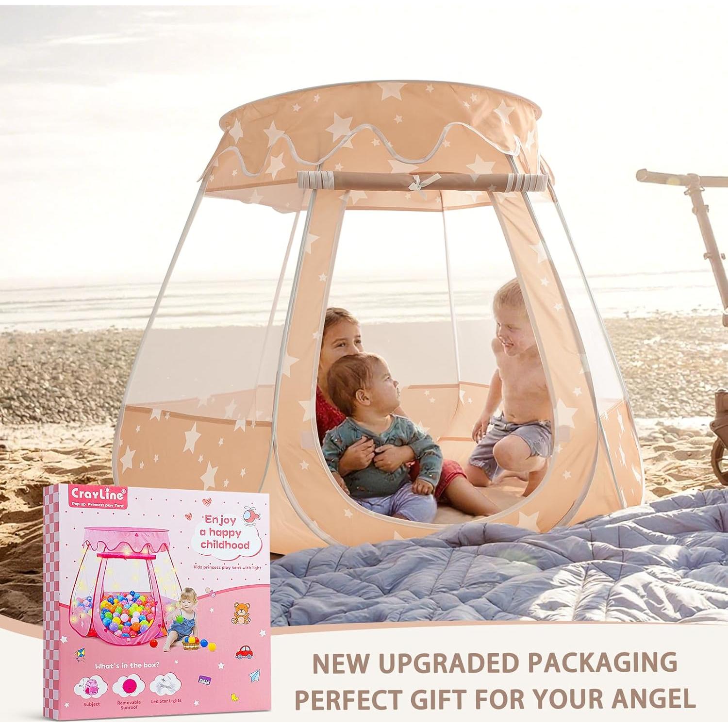 Carpa Princesa Pop Up con Luz de Estrellas Crayline 124 cm