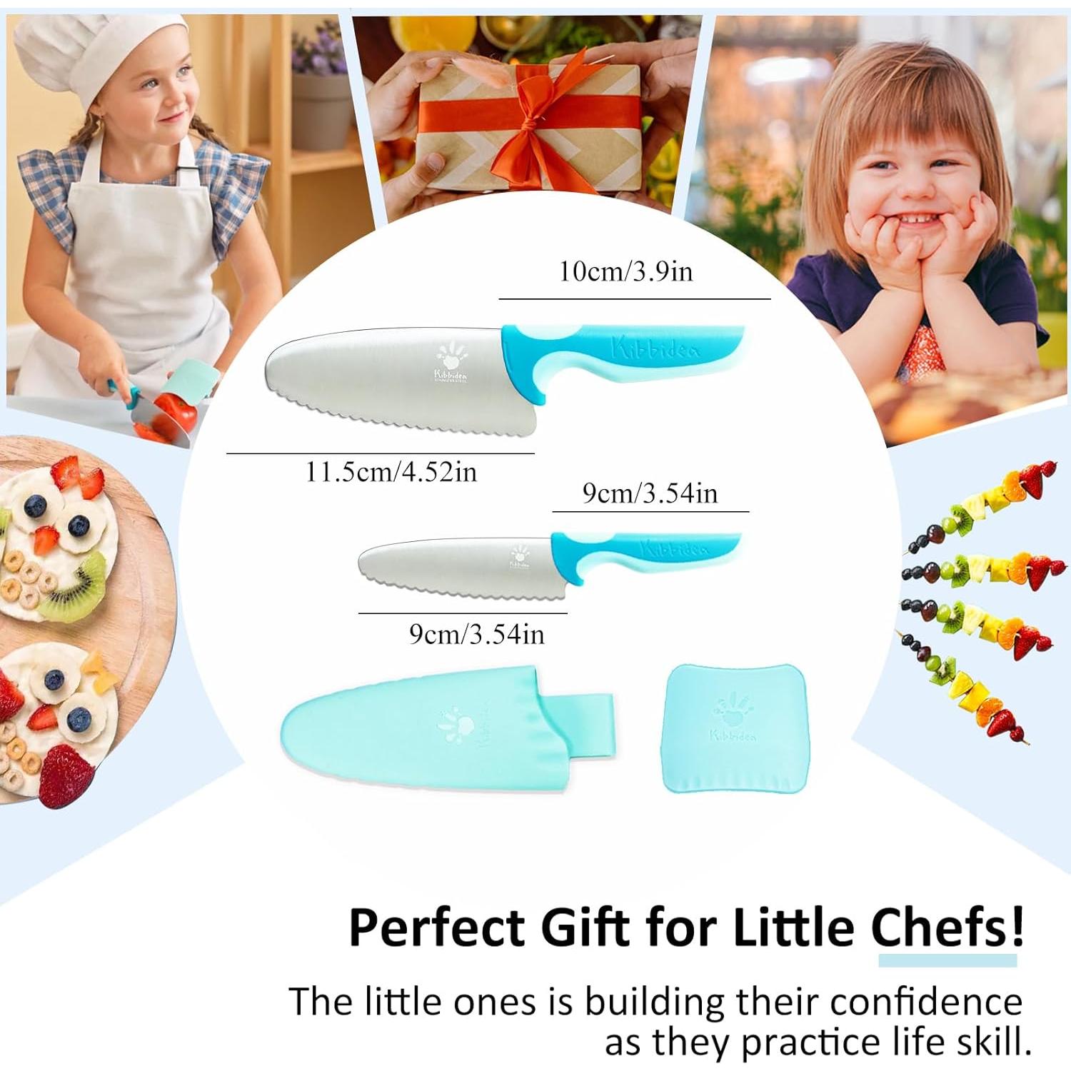 Juego de cuchillos para niños Kibbidea 4 piezas acero inoxidable