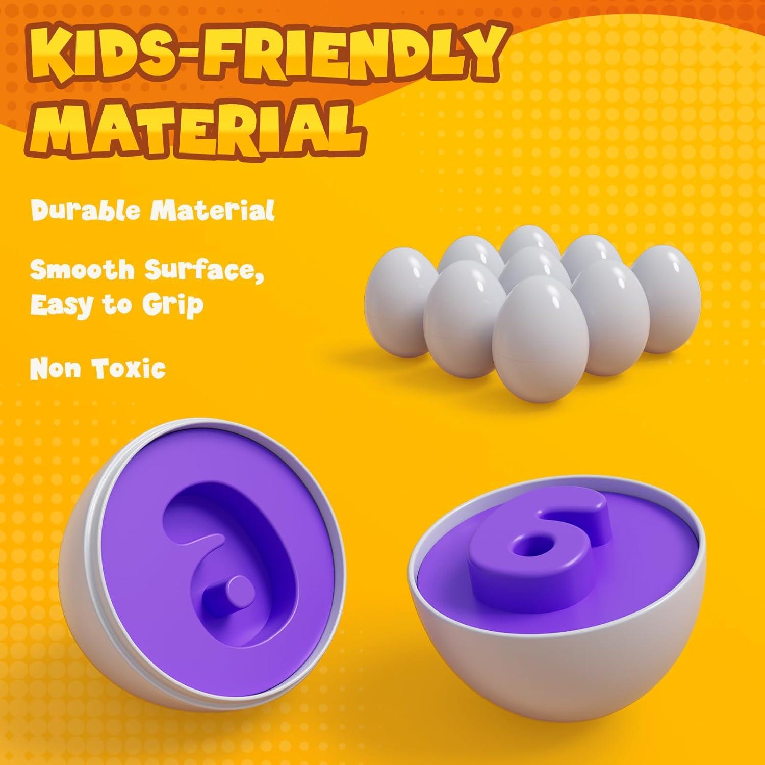 Matching Eggs for Toddlers 1-3, 12PCS Shape Sorting Toys Chicken Montessori Geometric Sensory Play Eggs, Color Stacking Block Easter Gifts for Baby Boys Girls