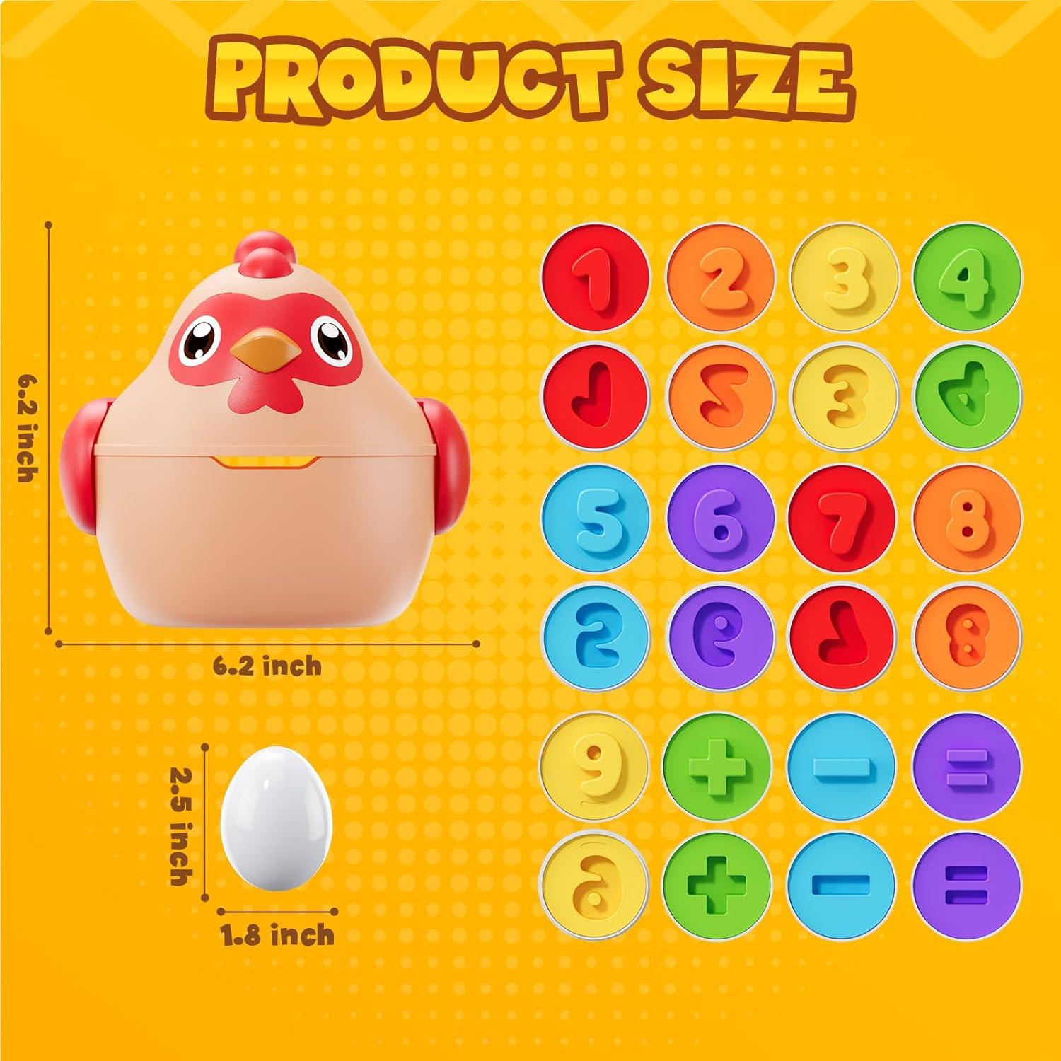 Matching Eggs for Toddlers 1-3, 12PCS Shape Sorting Toys Chicken Montessori Geometric Sensory Play Eggs, Color Stacking Block Easter Gifts for Baby Boys Girls