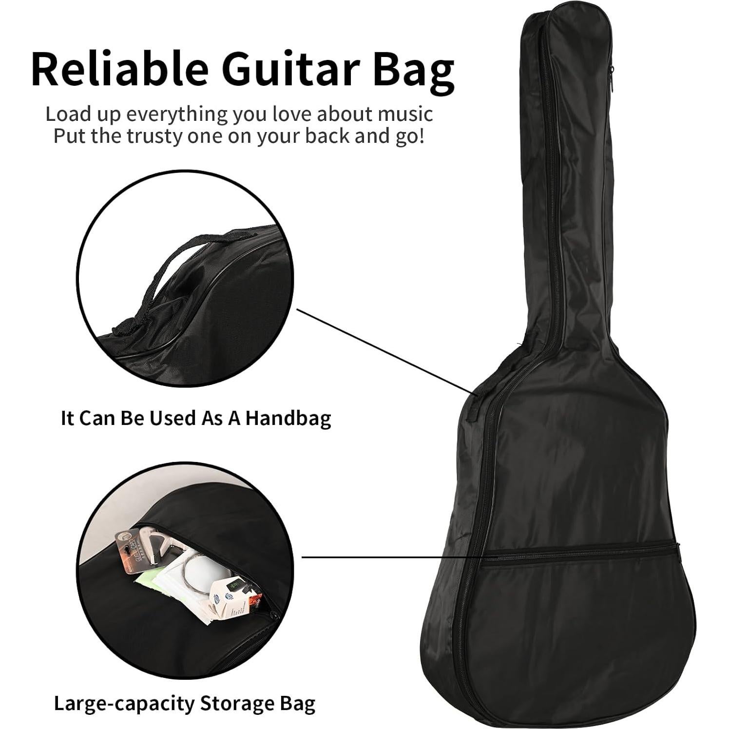 Guitarra acústica 30" negra para principiantes con kit