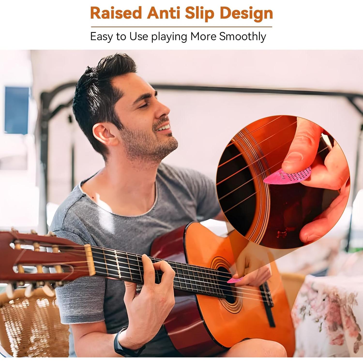 30 Púas de Guitarra Antideslizantes con Estuche - Multicolor