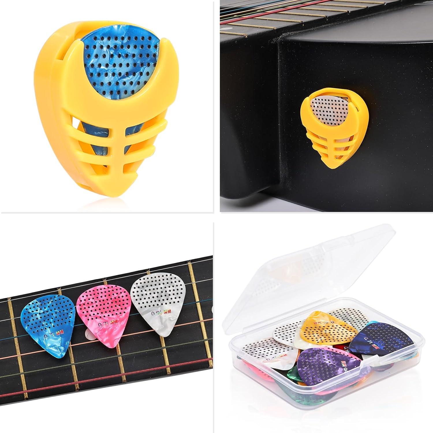 30 Púas de Guitarra Antideslizantes con Estuche - Multicolor