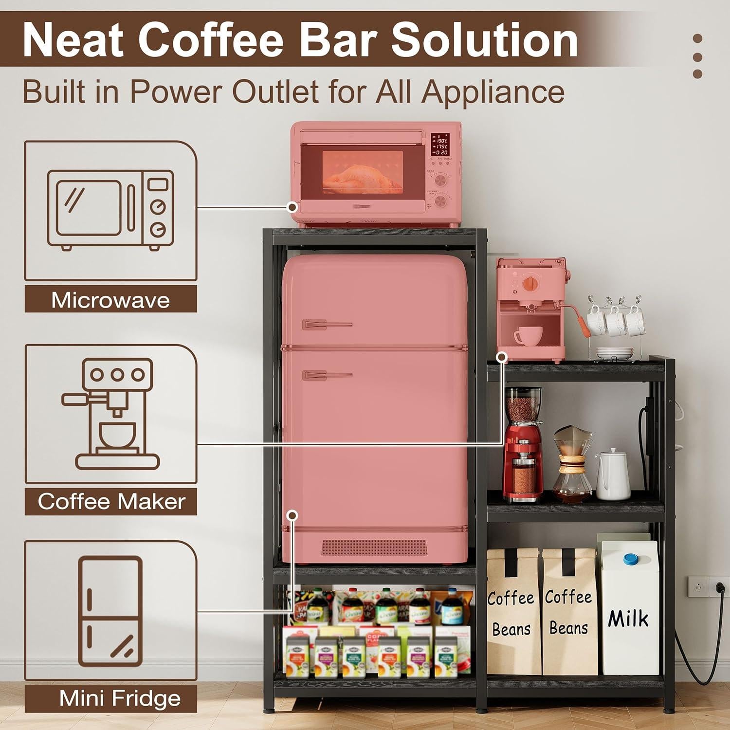 Estante Organizador MAJALiS para Mini Refrigerador Negro 6 Niveles