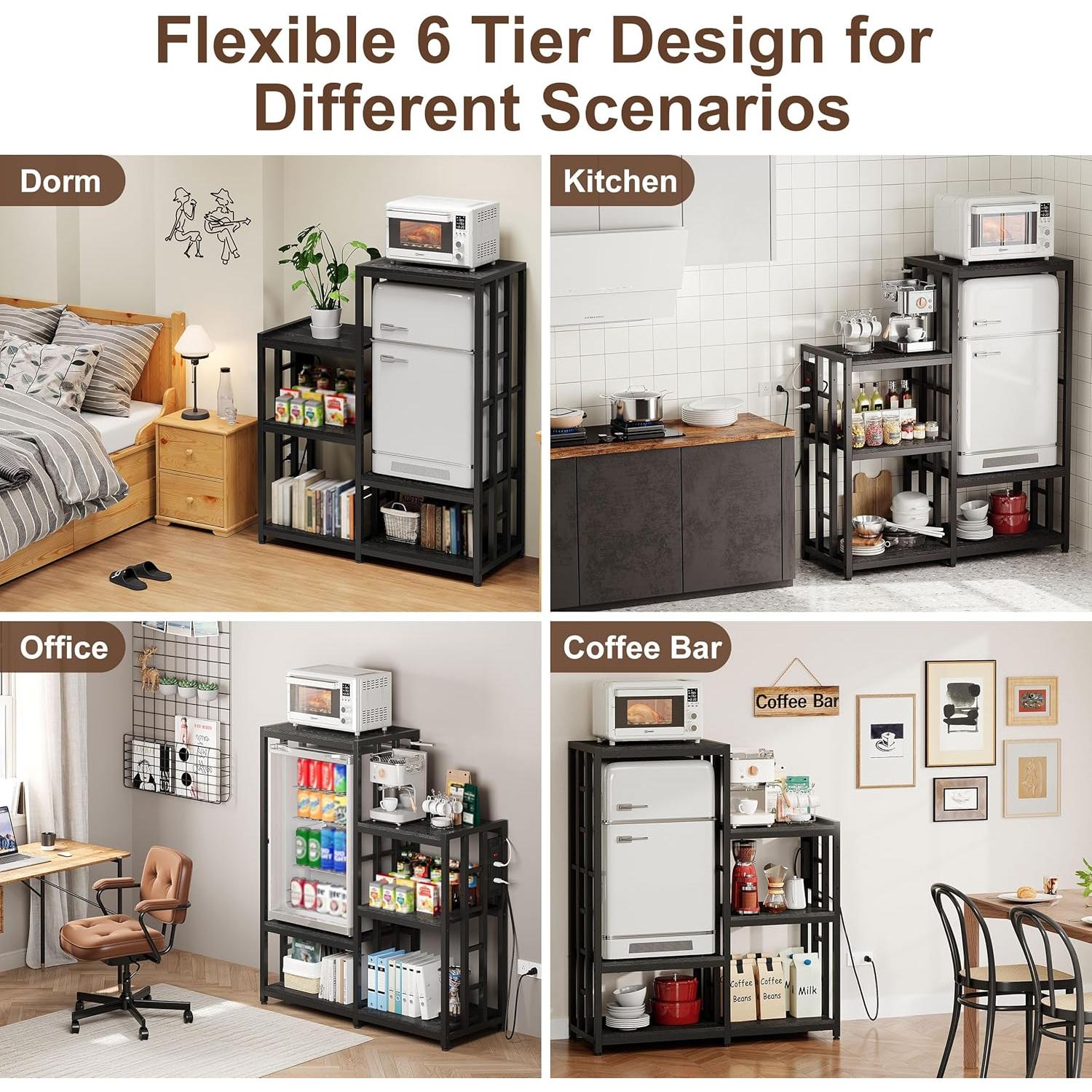 Estante Organizador MAJALiS para Mini Refrigerador Negro 6 Niveles