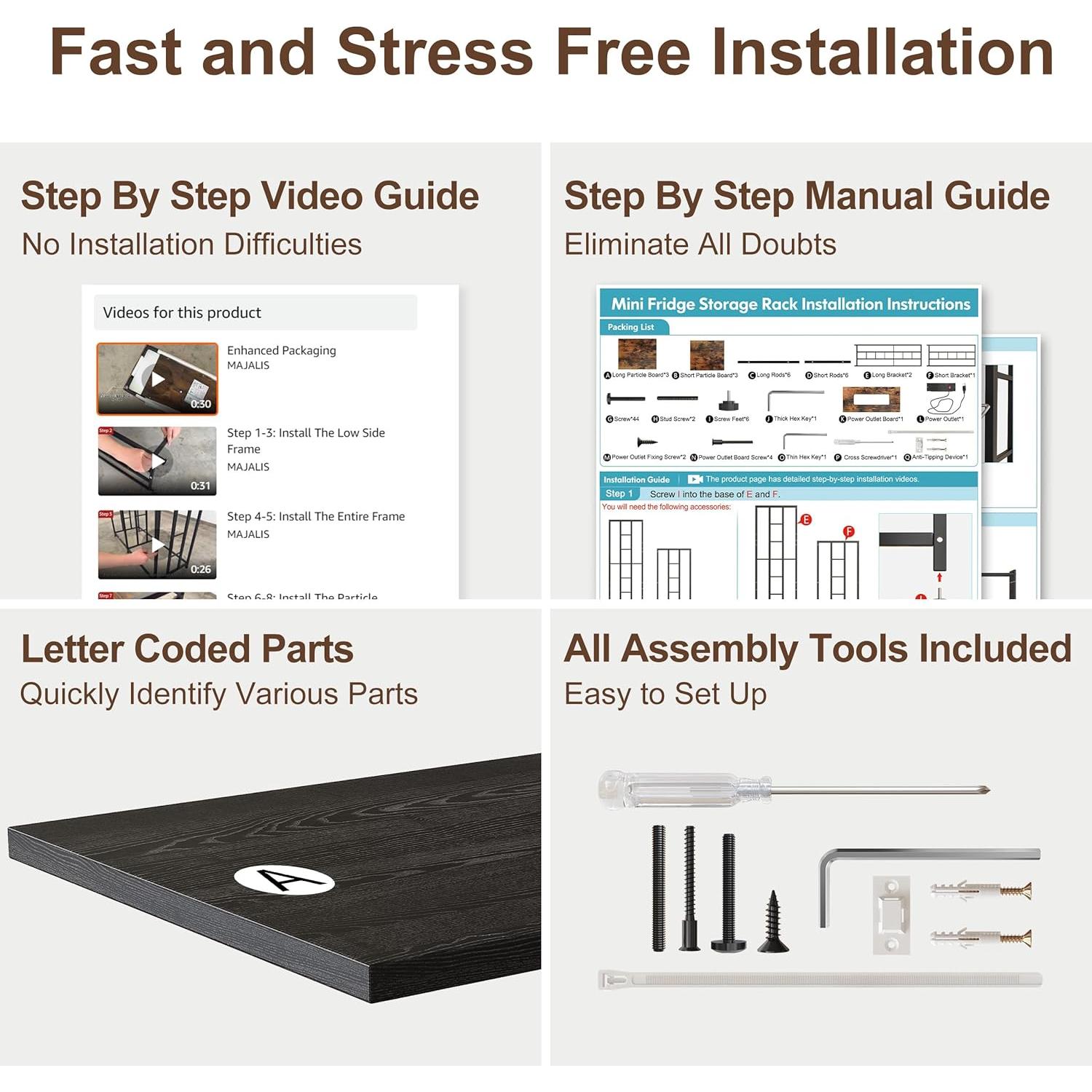 Estante Organizador MAJALiS para Mini Refrigerador Negro 6 Niveles