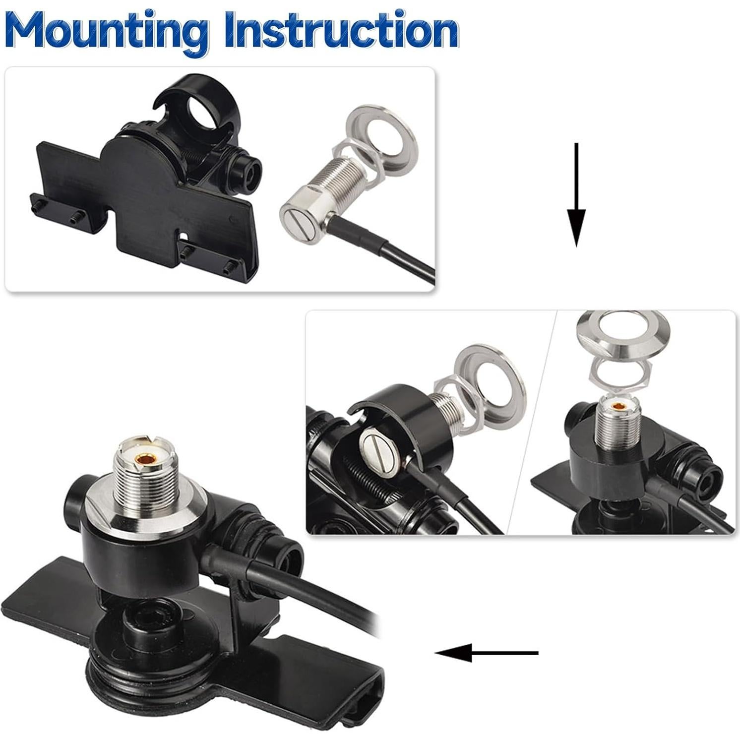 Antena de Radio Móvil Bingfu VHF UHF 136-470MHz 5m con Soporte
