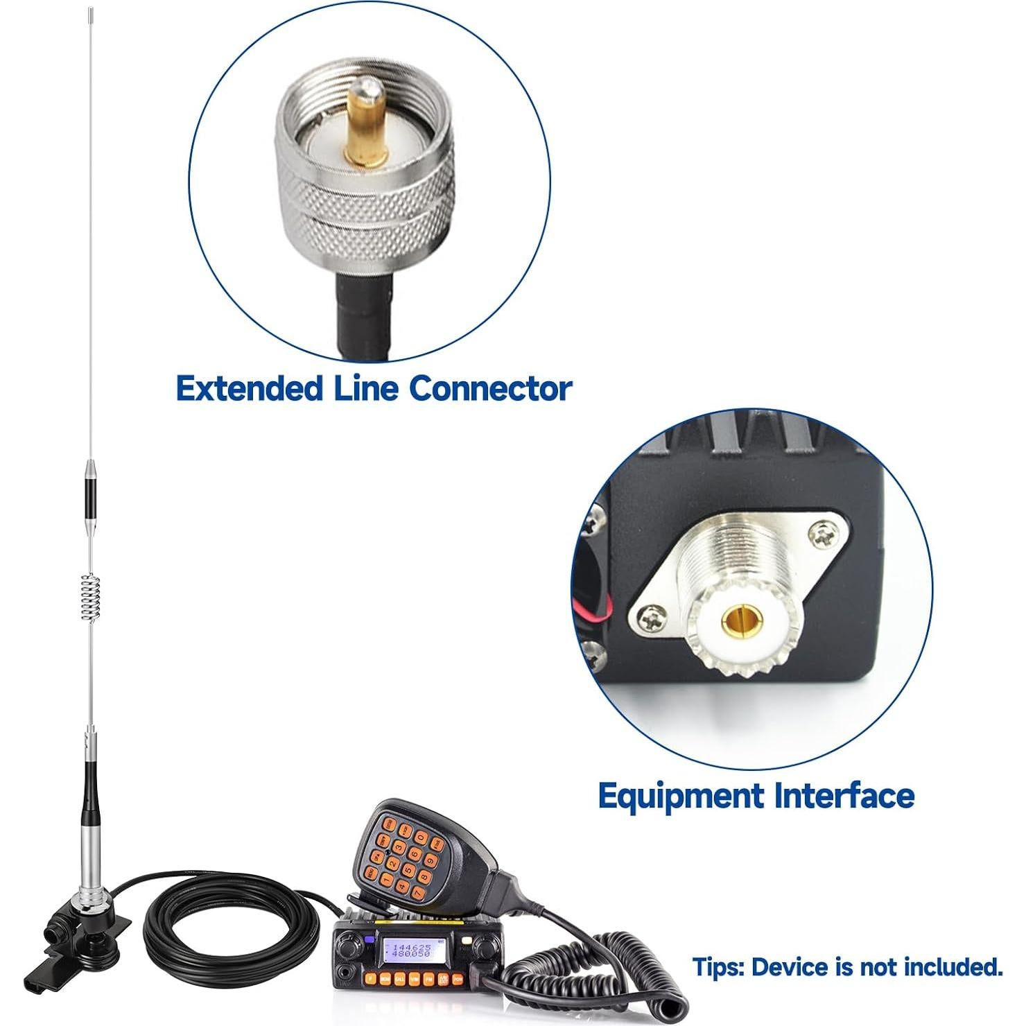 Antena de Radio Móvil Bingfu VHF UHF 136-470MHz 5m con Soporte