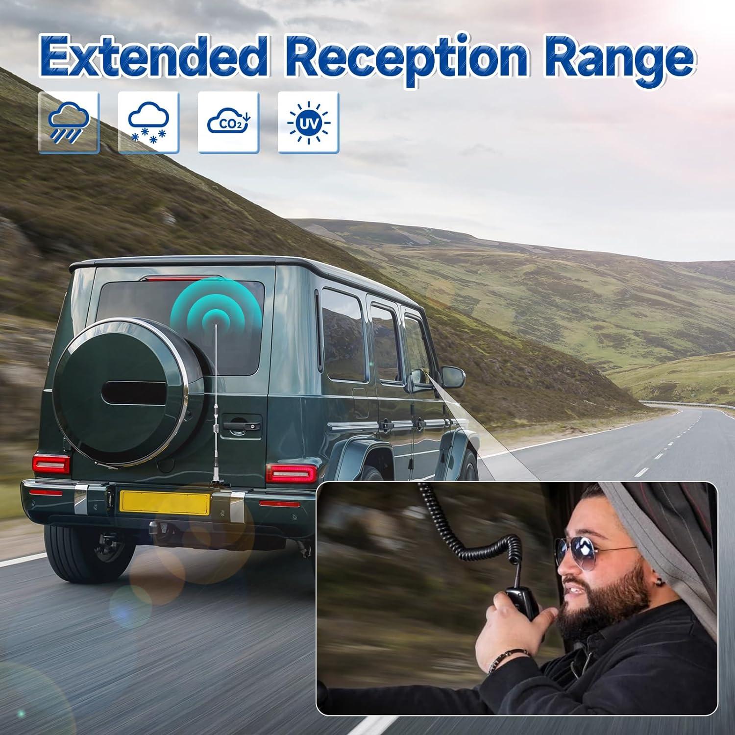 Antena de Radio Móvil Bingfu VHF UHF 136-470MHz 5m con Soporte