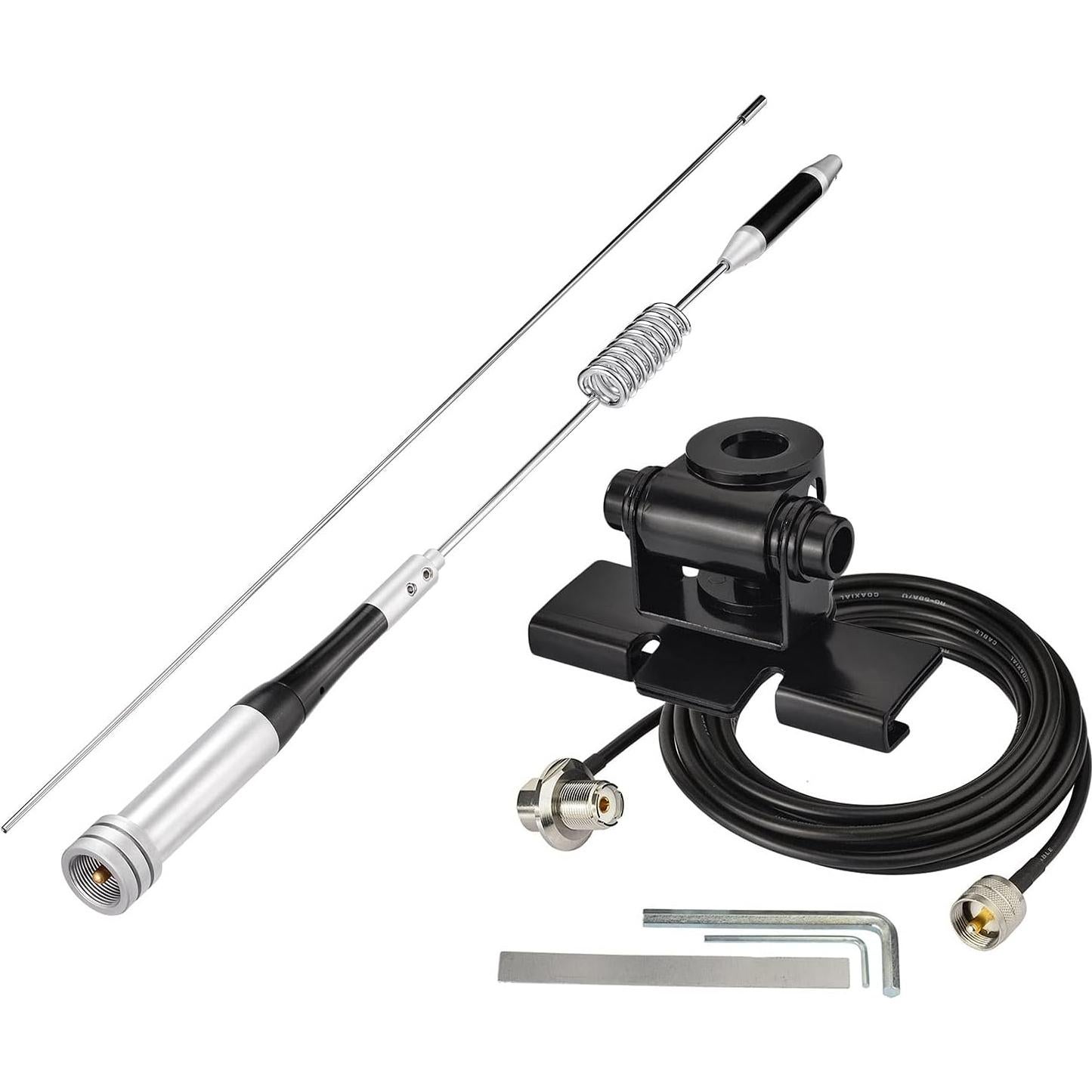 Antena de Radio Móvil Bingfu VHF UHF 136-470MHz 5m con Soporte