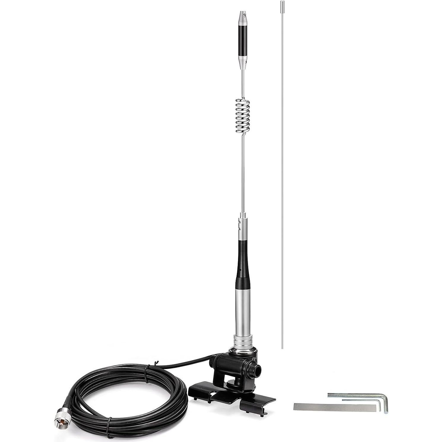 Antena de Radio Móvil Bingfu VHF UHF 136-470MHz 5m con Soporte