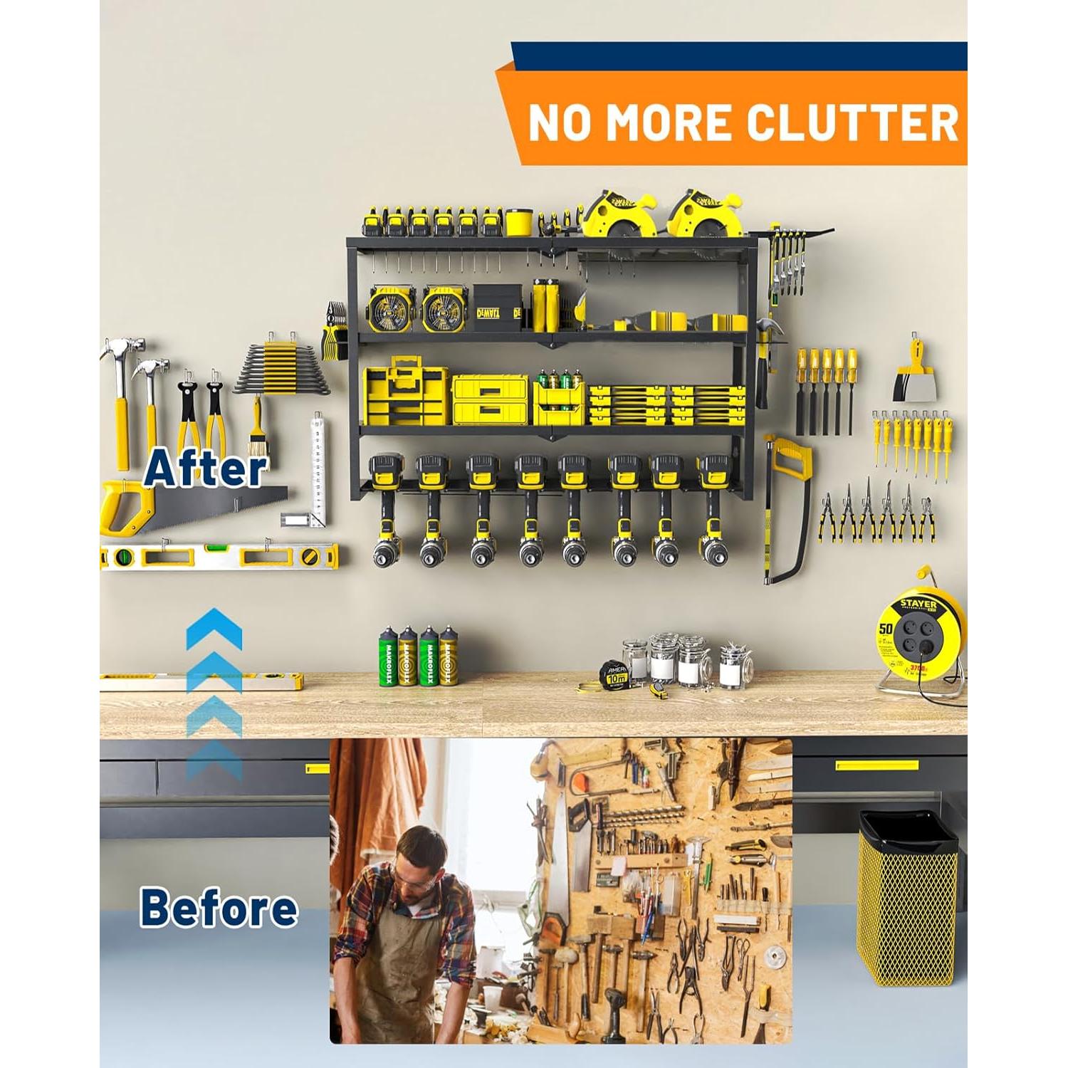 Organizador de Herramientas JOIRACK 4 Niveles 8 Soportes Taladros