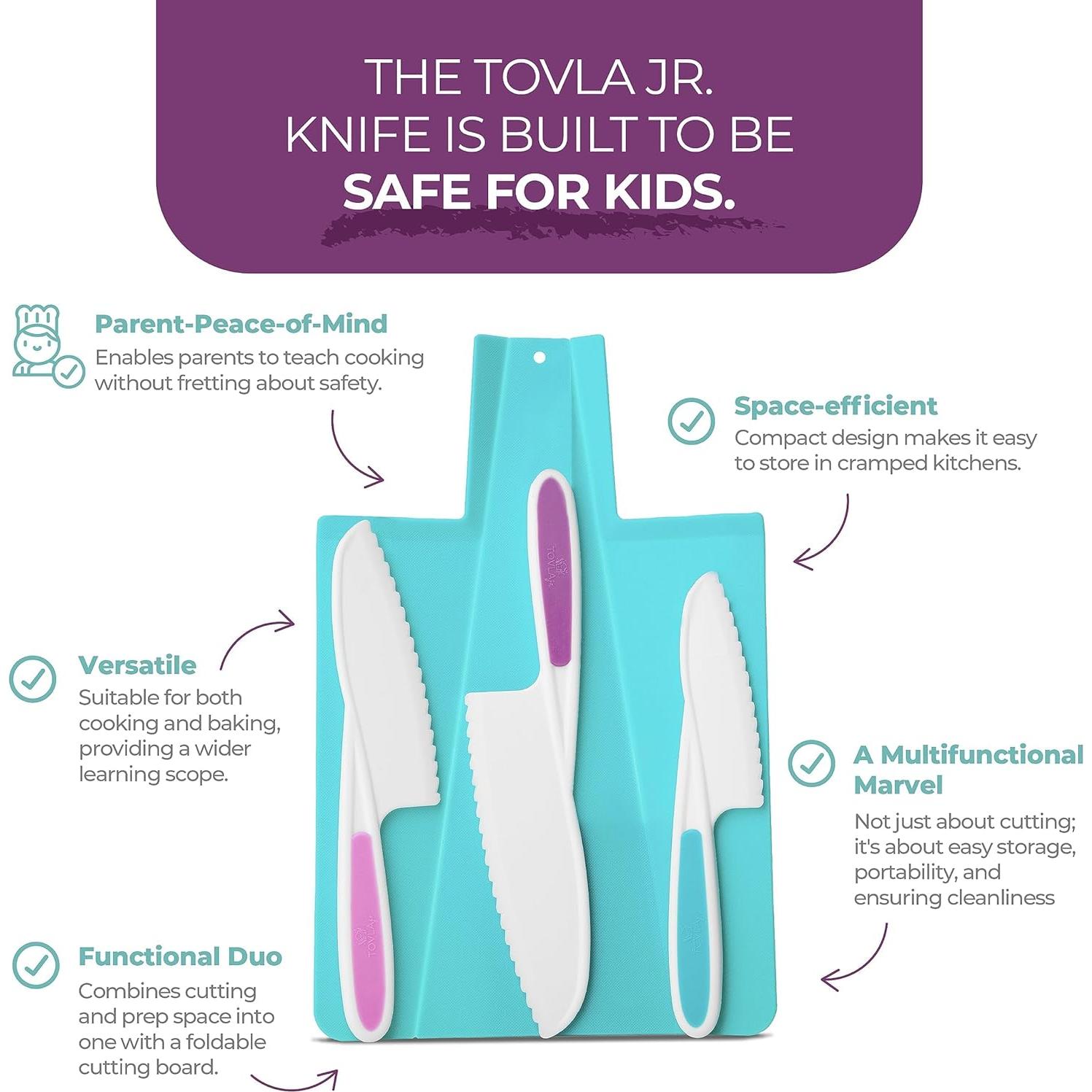 Juego de cuchillo y tabla de cortar TOVLA JR. para niños