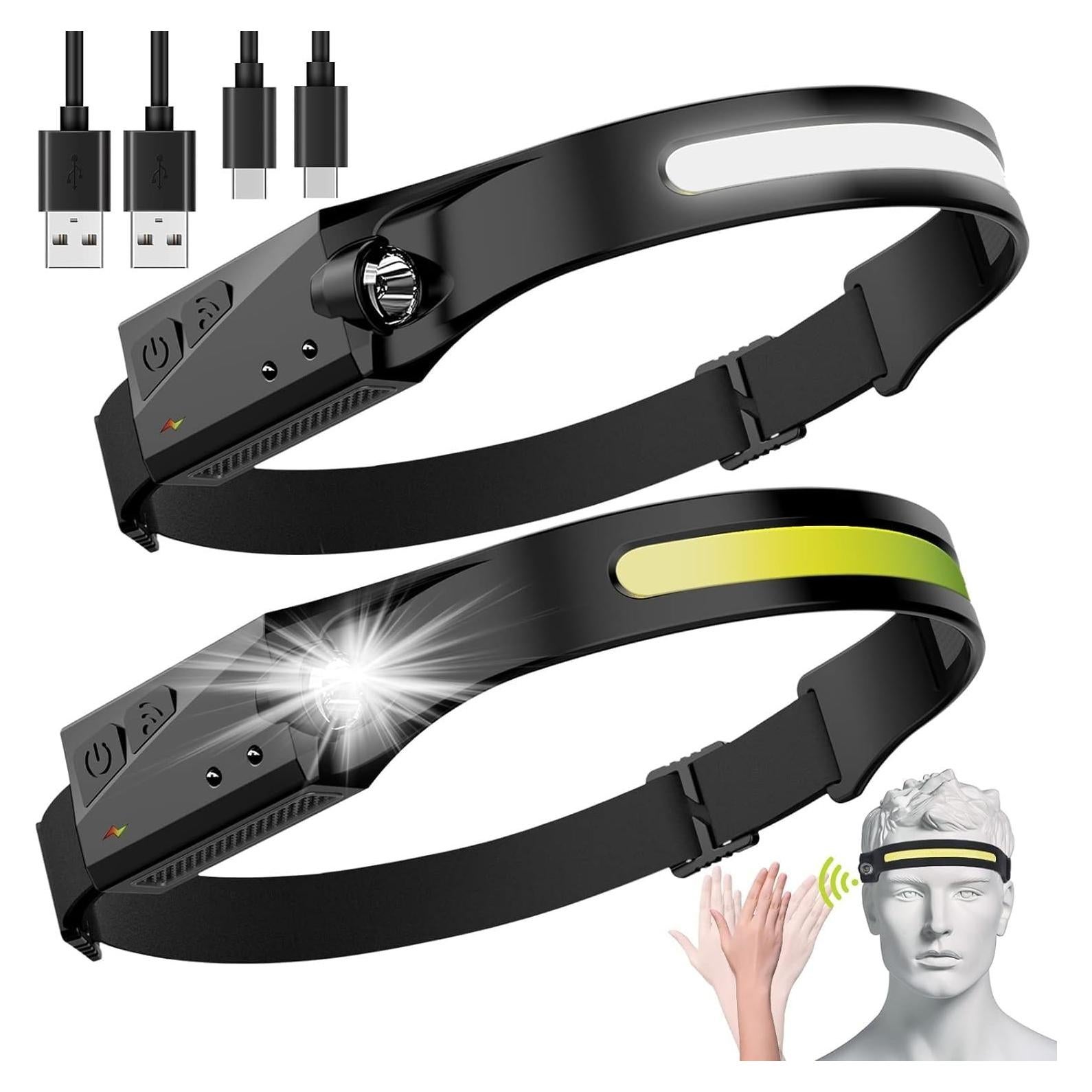 Linterna Frontal LED Recargable 230° con Sensor de Movimiento