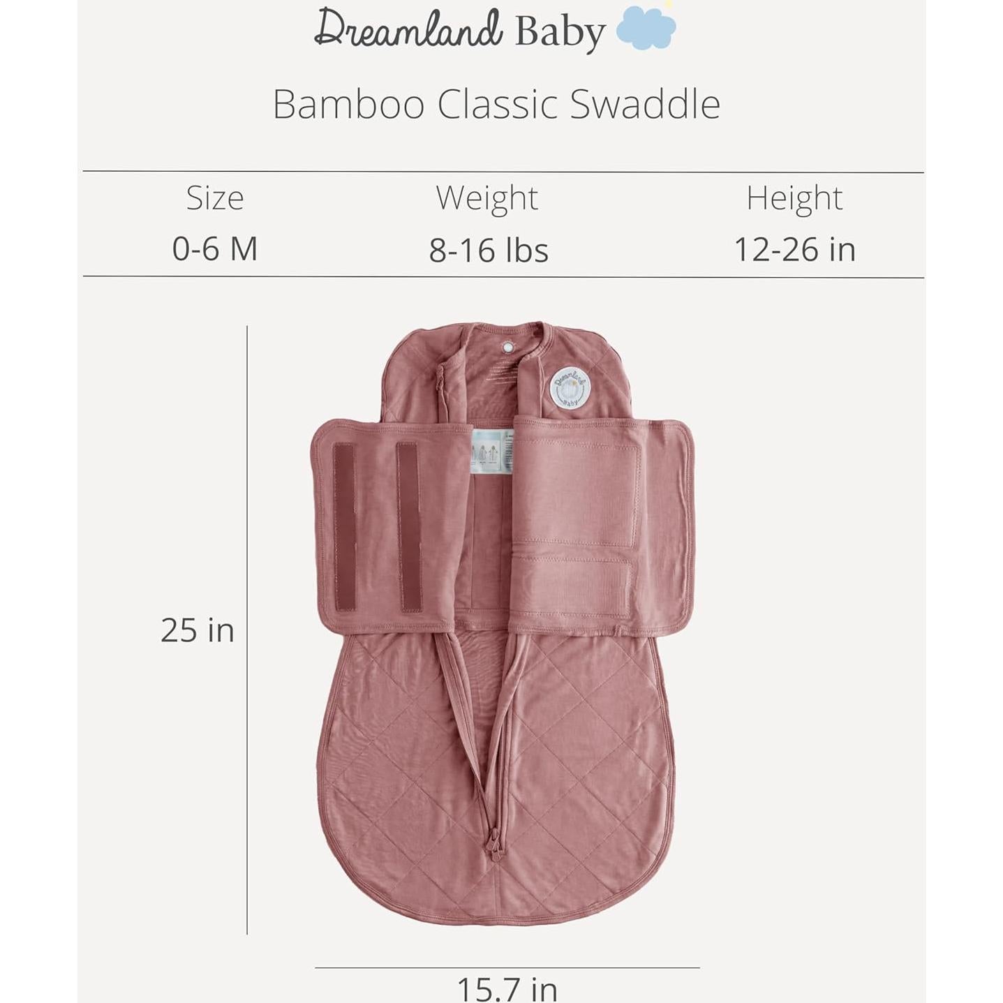 Manta Envueltoria de Viscosa de Bambú Dreamland Baby Rosa 0-6 Meses