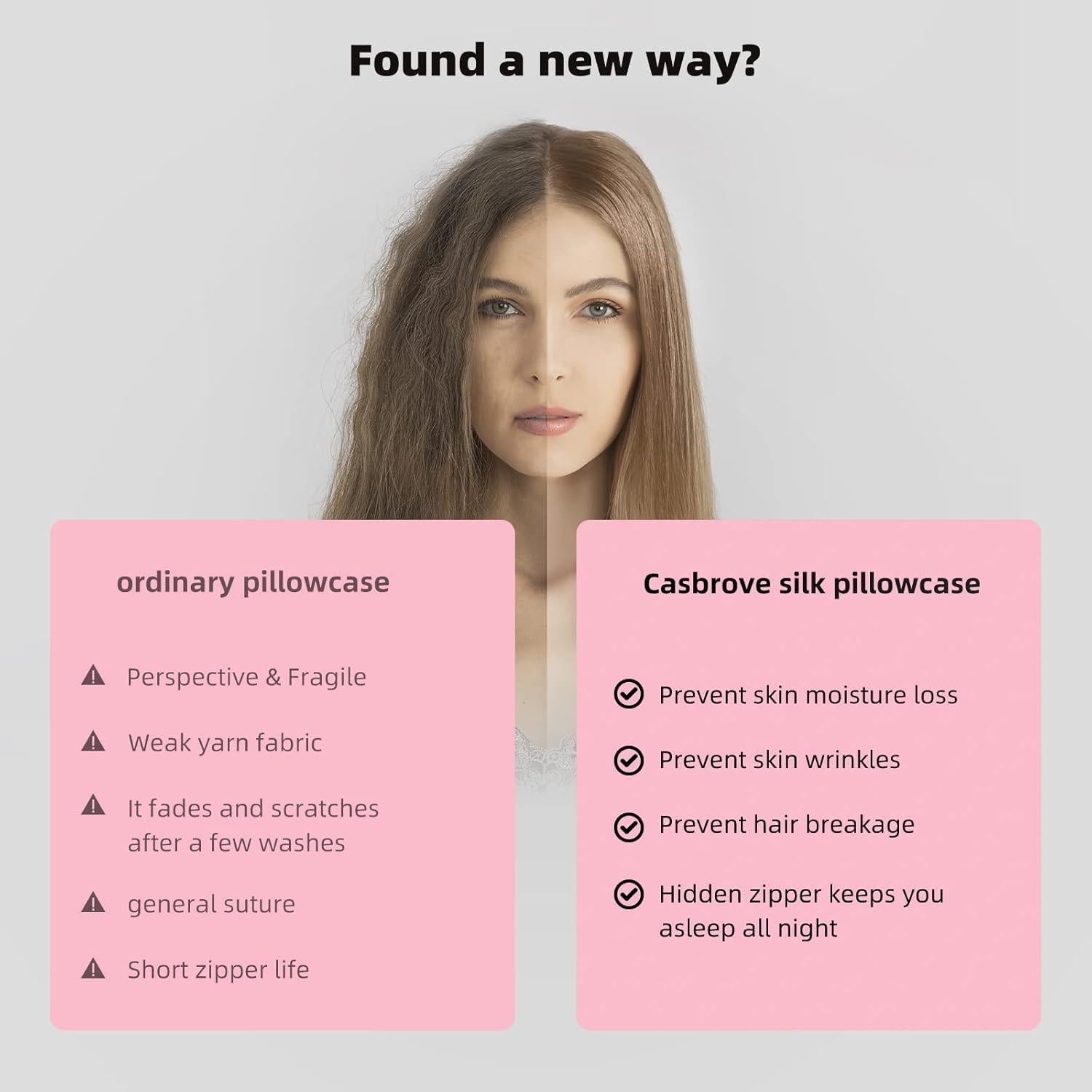 Funda de Almohada de Seda Casbrove Estándar Azul Bebé Transpirable