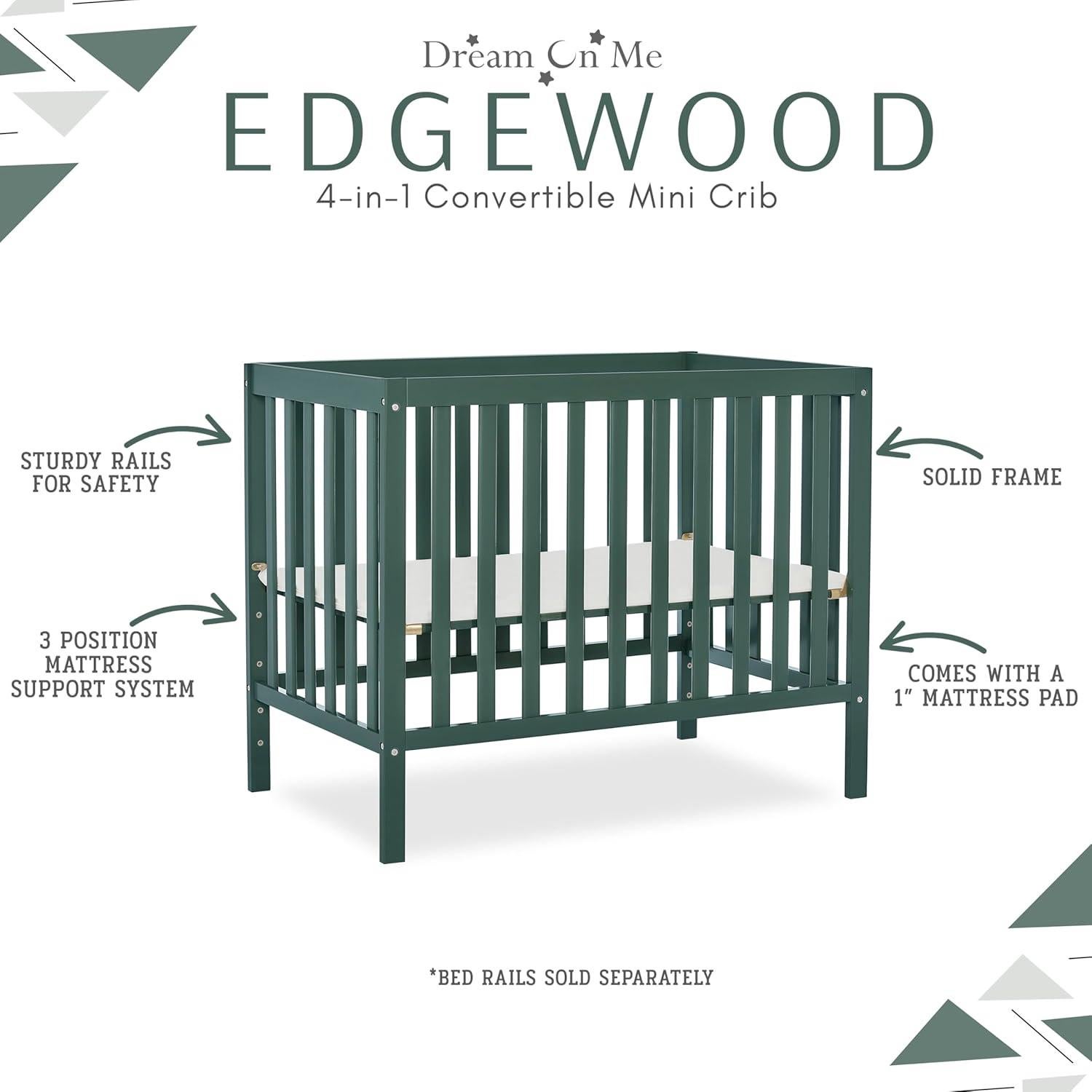 Cuna Mini Convertible Dream On Me Edgewood 4-en-1 Oliva