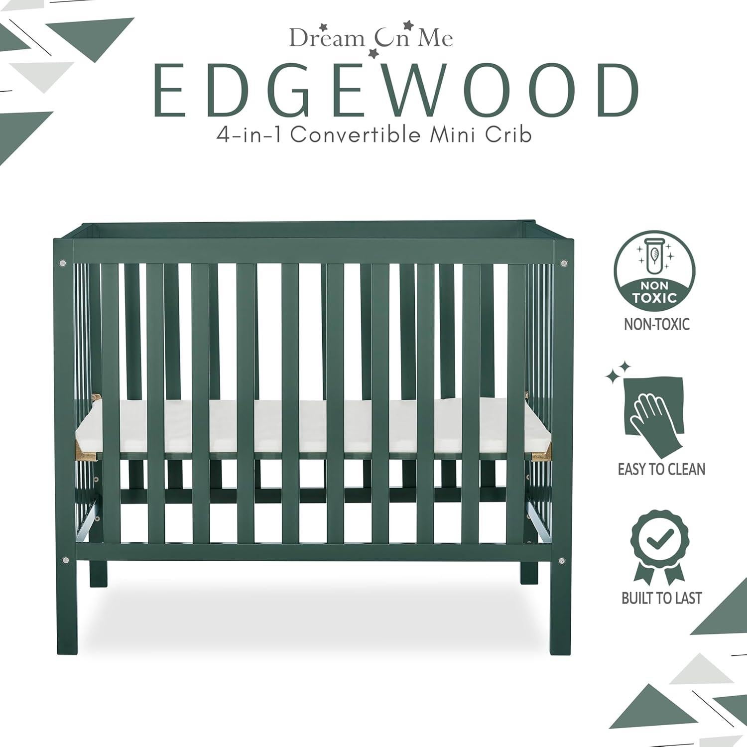Cuna Mini Convertible Dream On Me Edgewood 4-en-1 Oliva