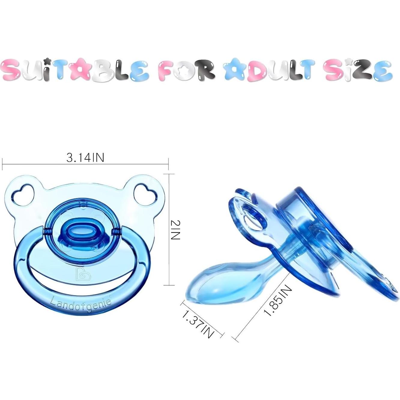 Chupete Grande Adulto Landofgenie Oso Transparente Azul