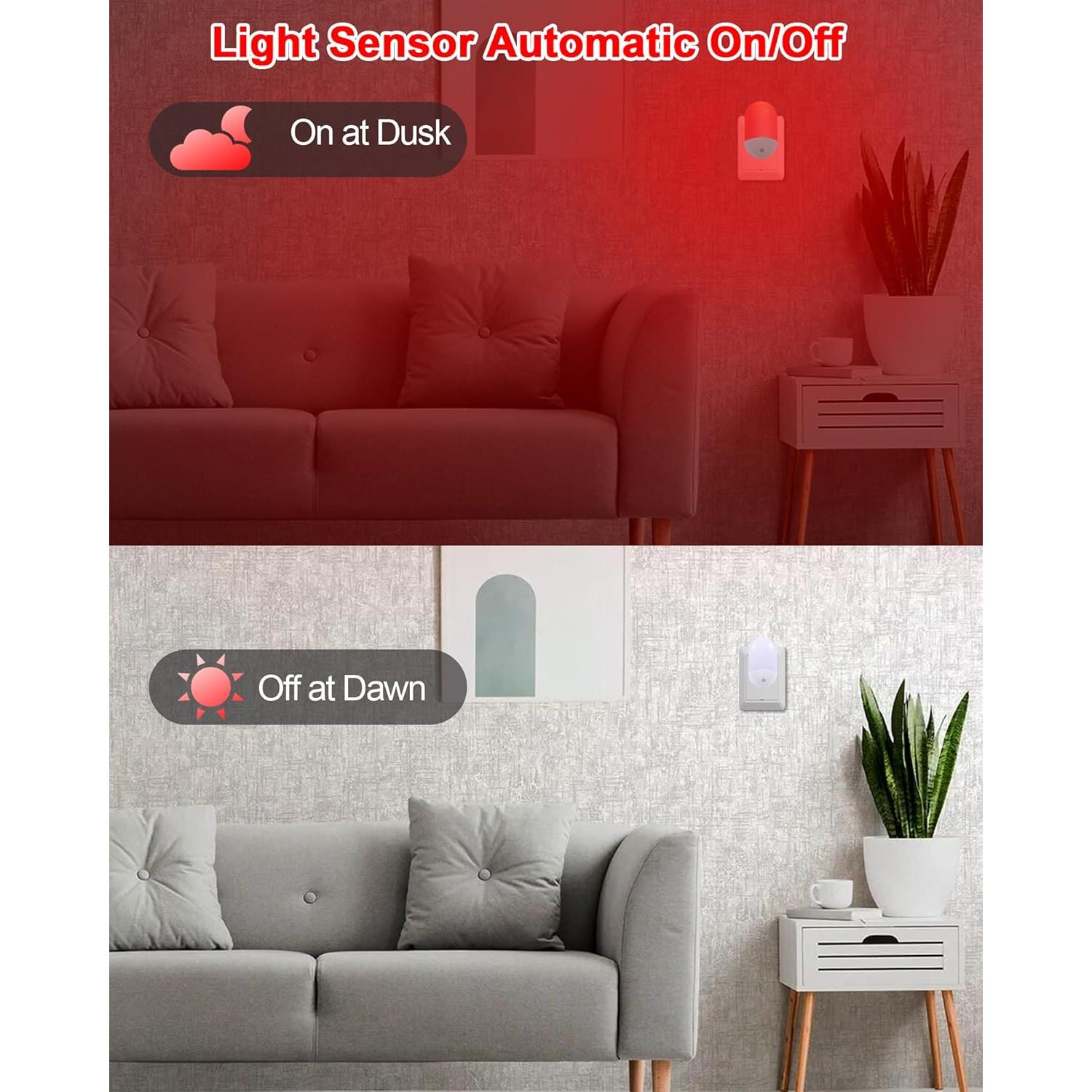 Luz Nocturna Roja Finezeal 670nm LED Automática Paquete de 2