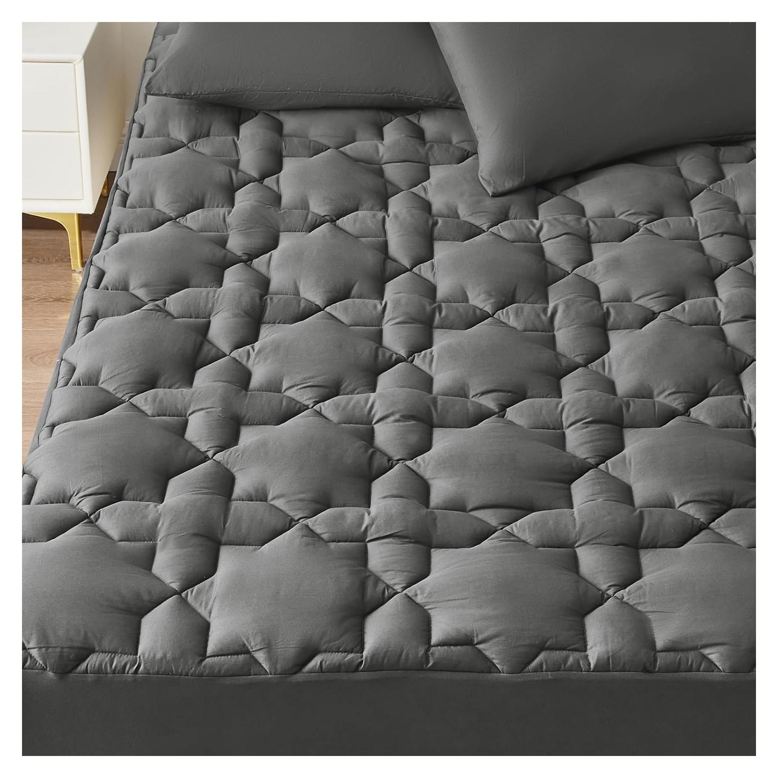 Funda de Colchón Completo CozyLux Algodón 450GSM Gris Oscuro