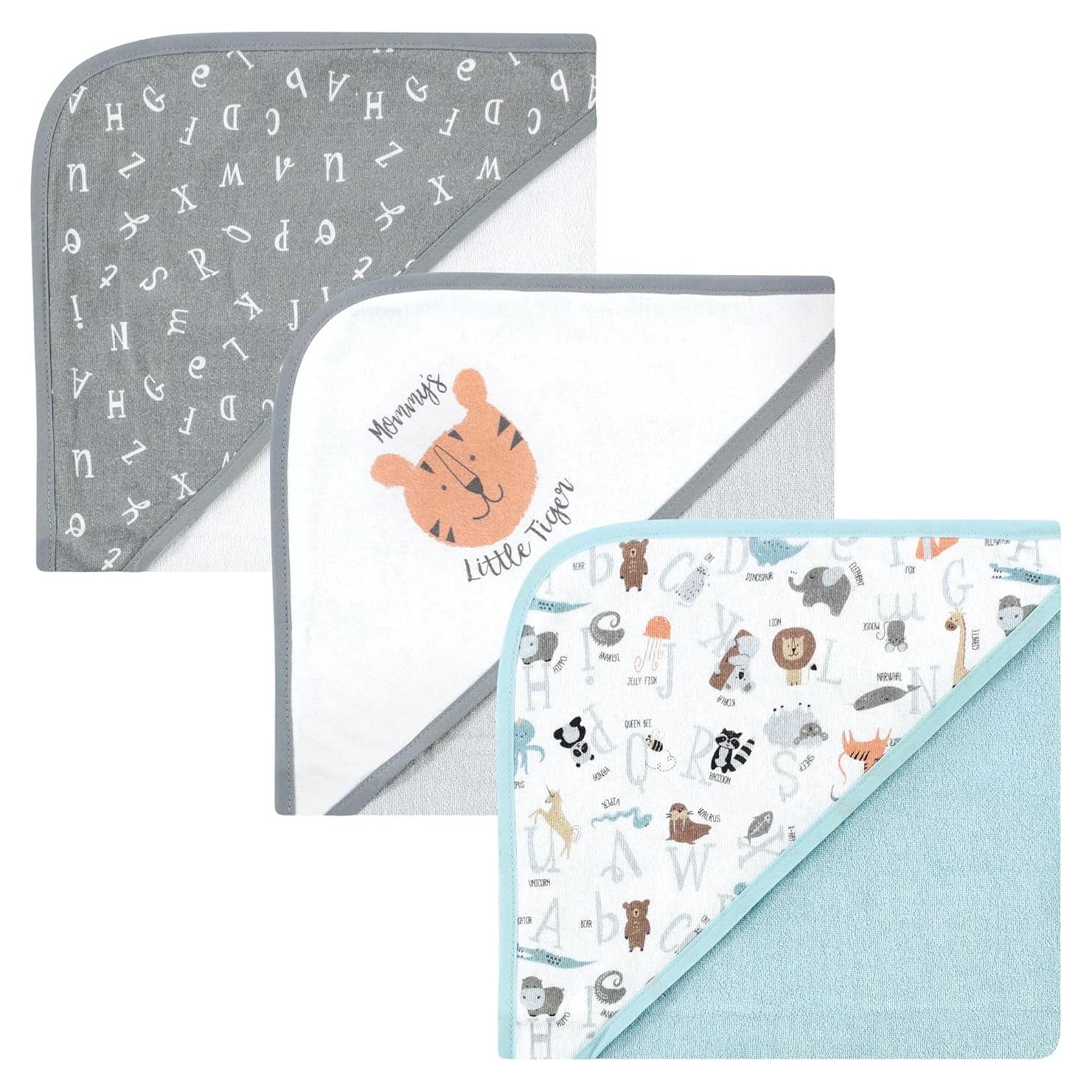 Toallas con Capucha Hudson Baby 100% Algodón Unisex Alfabeto