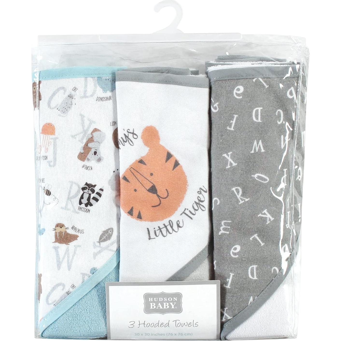 Toallas con Capucha Hudson Baby 100% Algodón Unisex Alfabeto