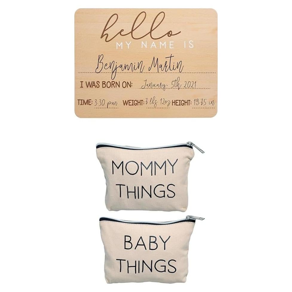 Cartel de Bienvenida y Bolsas de Viaje Pearhead para Bebé