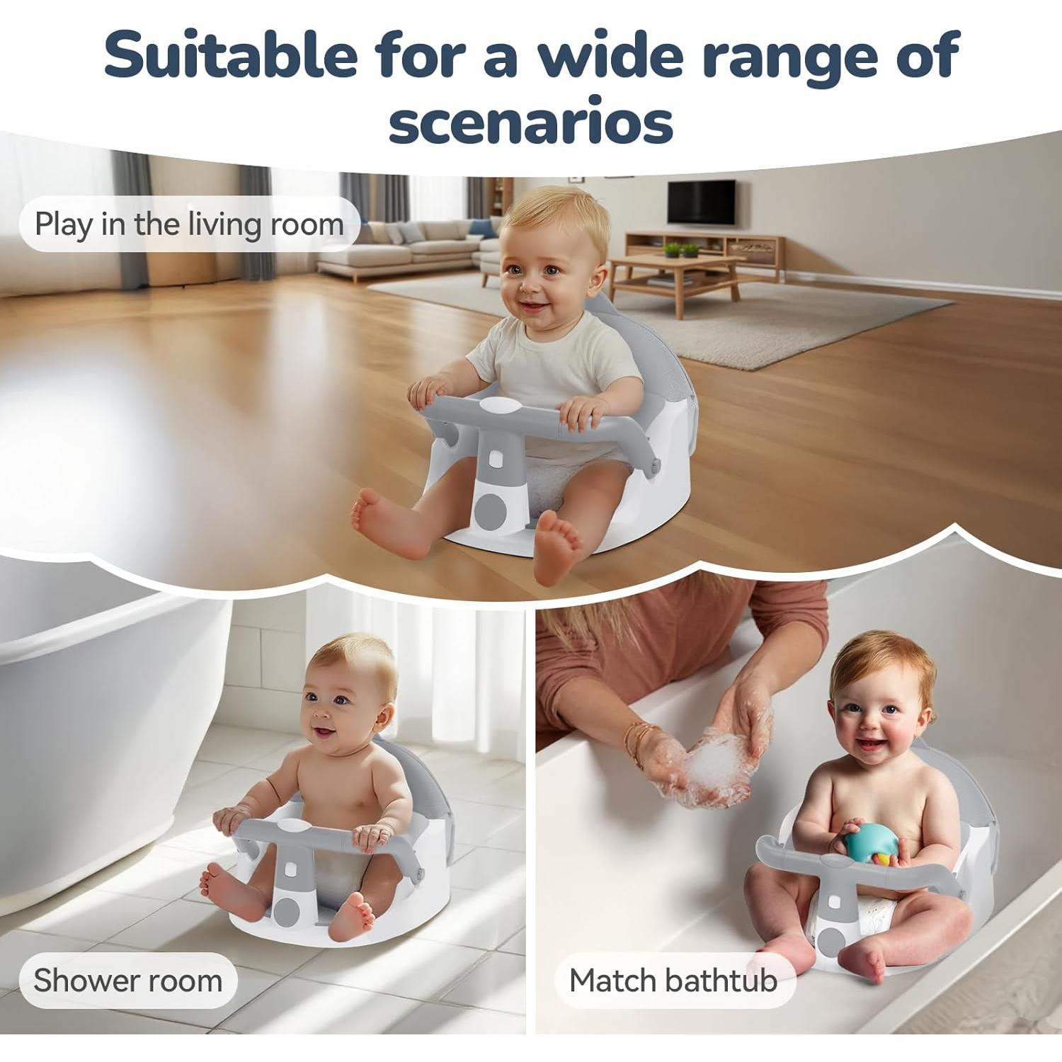 Asiento de Baño Antideslizante TOSGN para Bebés 6-24 Meses