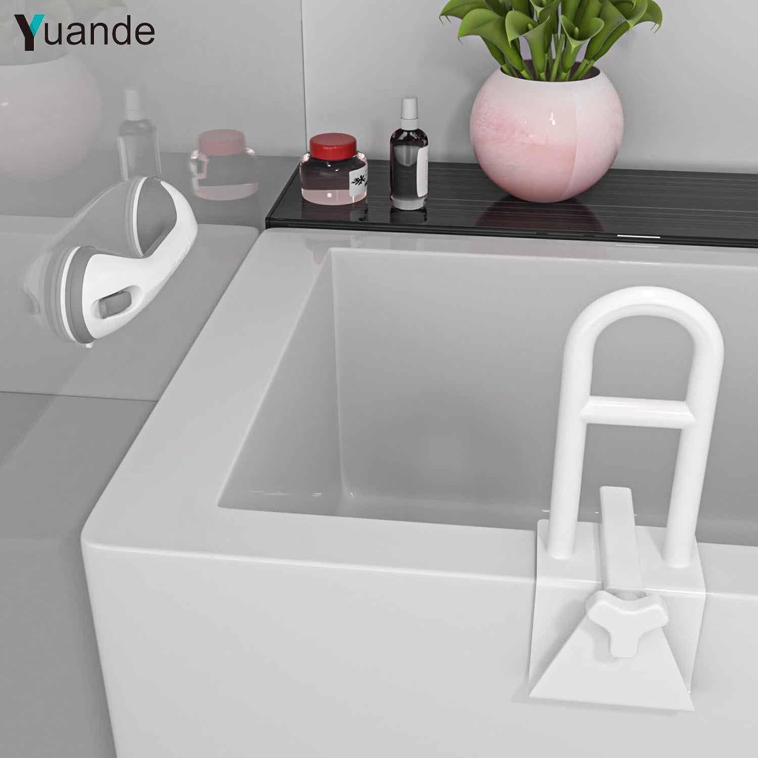 Barra de Seguridad Ajustable YuanDe 42 cm Acero Inoxidable Blanca