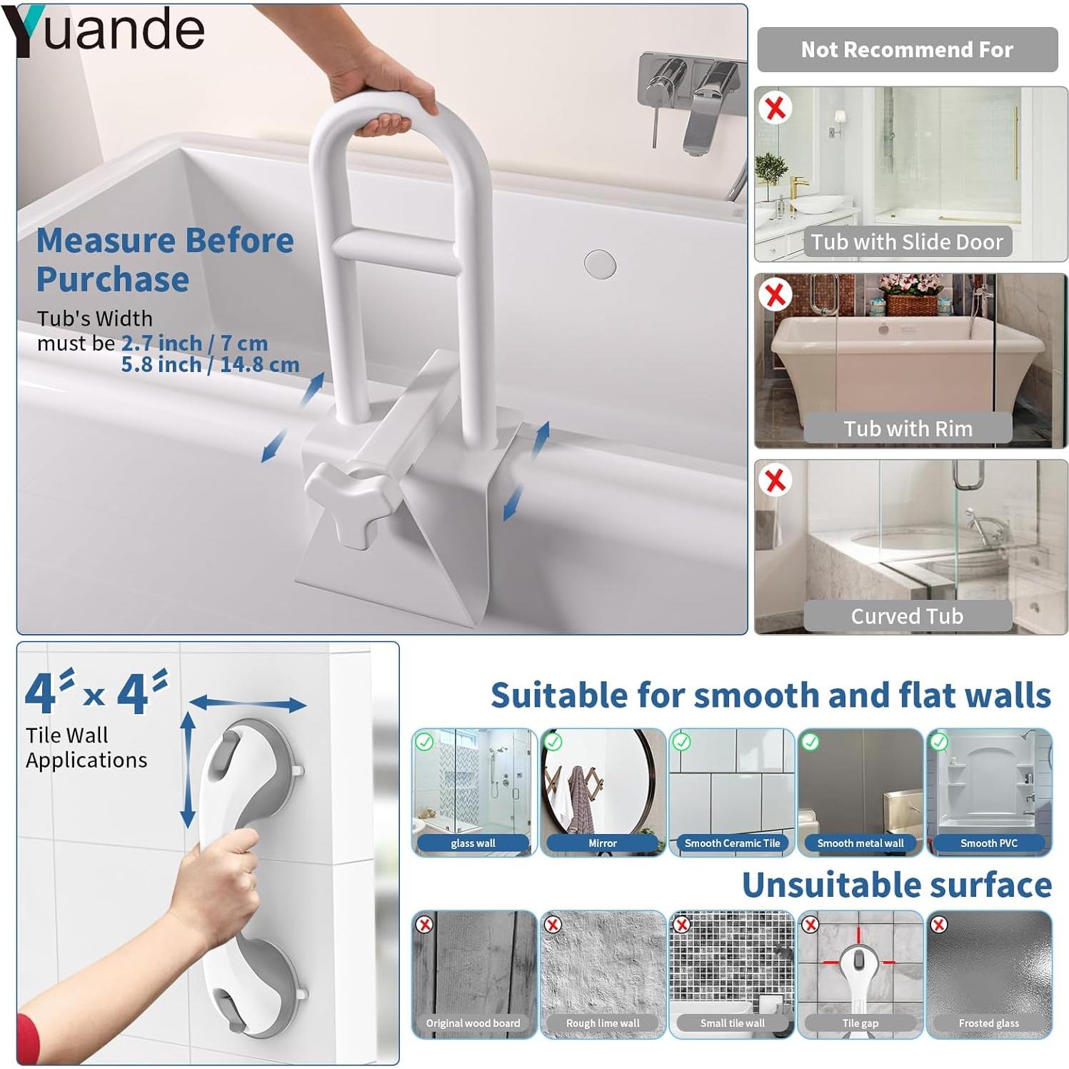 Barra de Seguridad Ajustable YuanDe 42 cm Acero Inoxidable Blanca