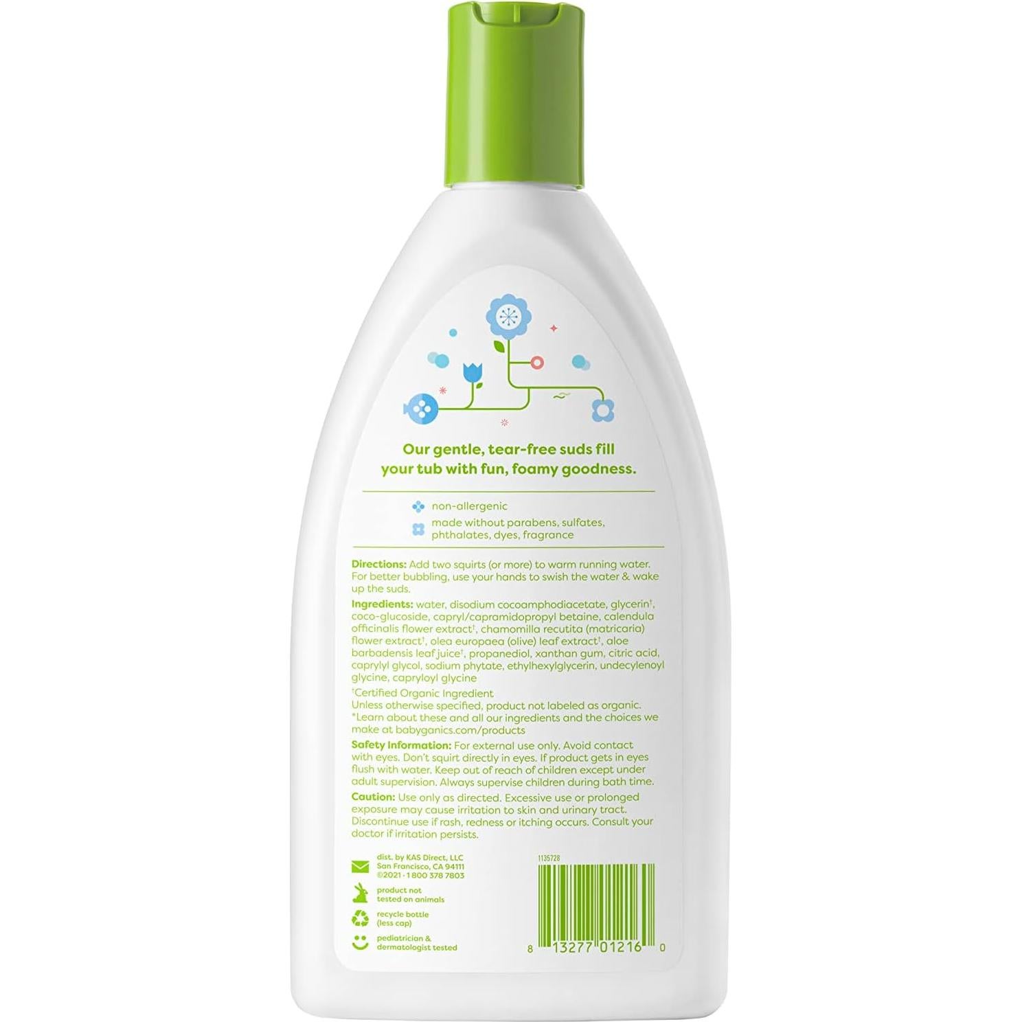 Baño de Burbujas Babyganics 591 ml No Alergénico Sin Fragancia