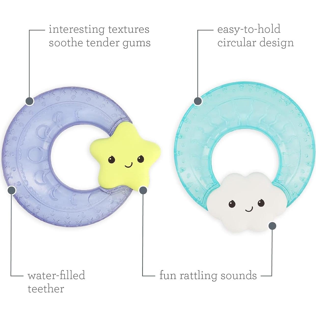Mordedores de Agua Infantino Nube y Estrella - Alivio Dentición