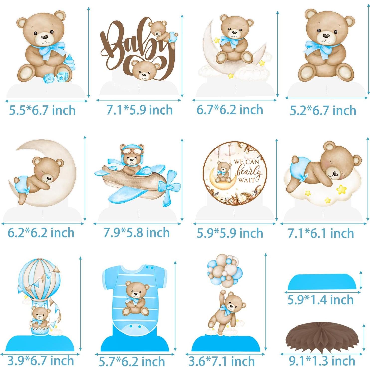 Centros de Mesa de Panal Oso Azul 11Pcs - Baby Shower Niño