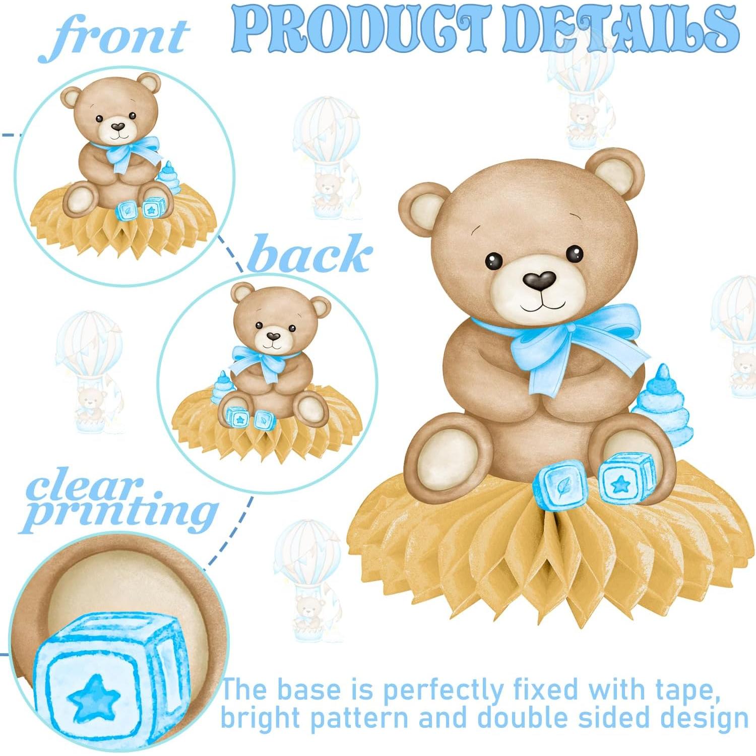 Centros de Mesa de Panal Oso Azul 11Pcs - Baby Shower Niño