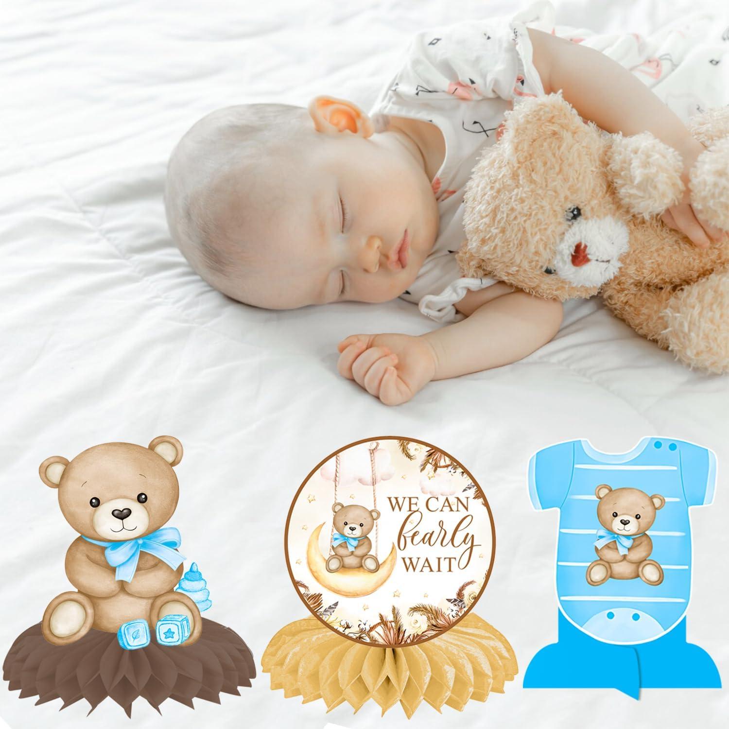 Centros de Mesa de Panal Oso Azul 11Pcs - Baby Shower Niño