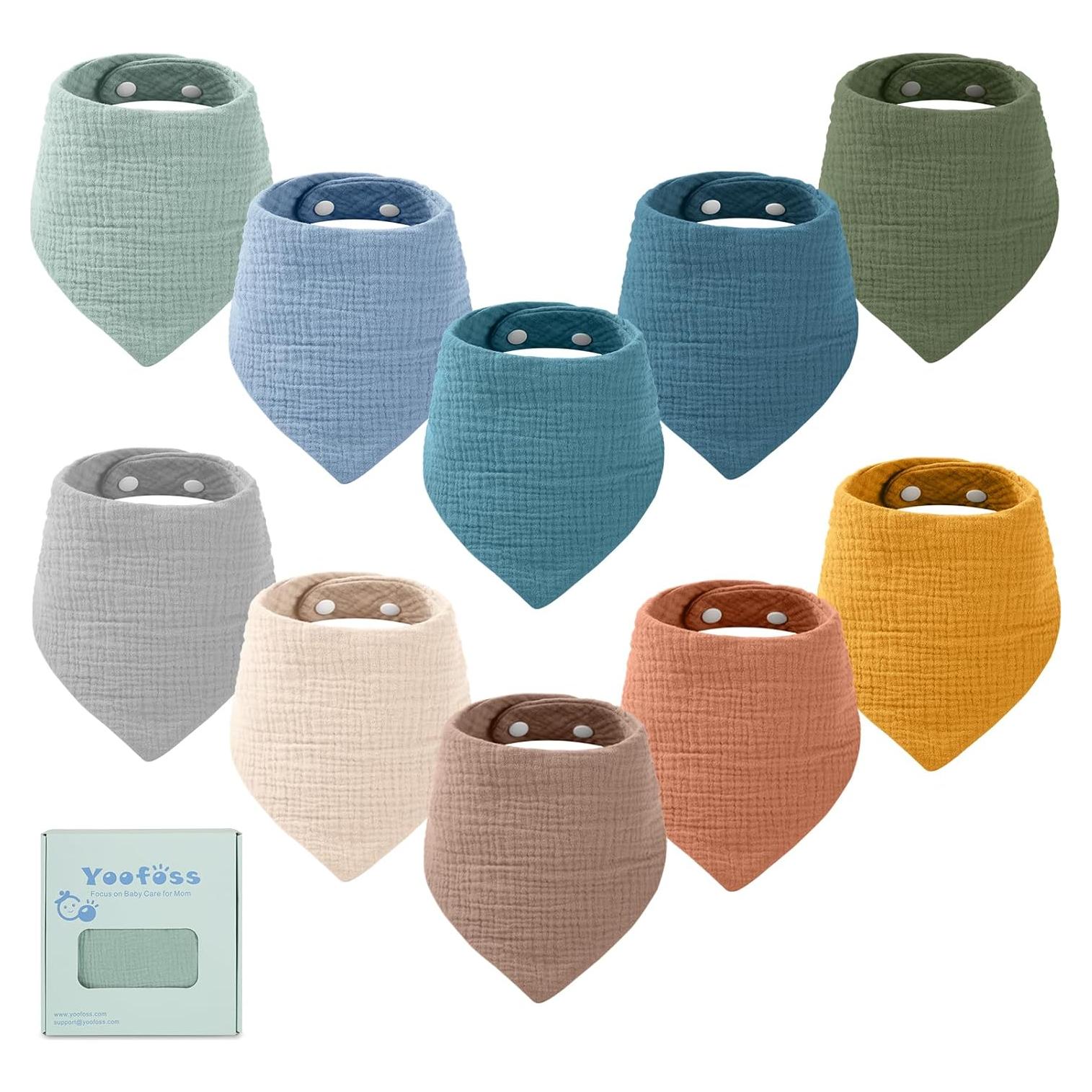 Baberos de Muselina Yoofoss 10 Pzas 100% Algodón Orgánico 6 Capas